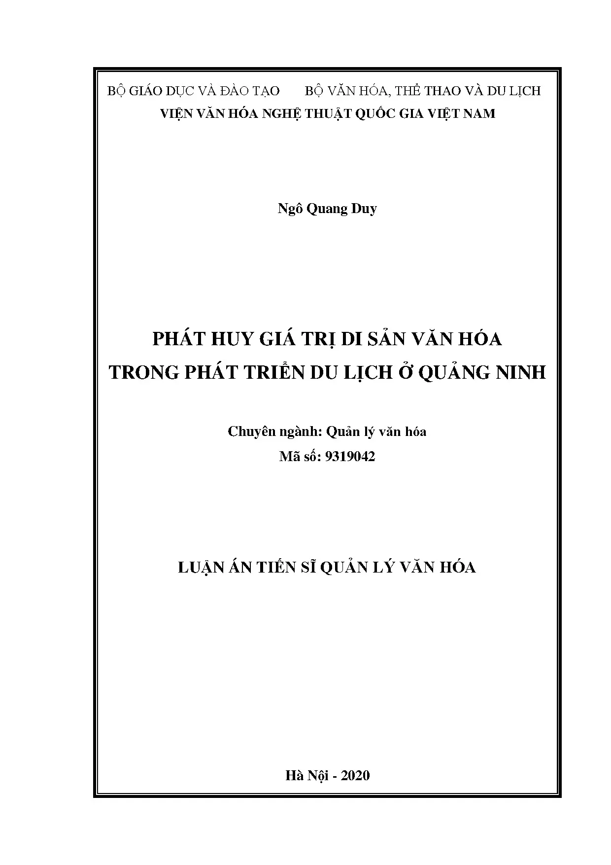 Luận án tiến sĩ phát huy giá trị di sản văn hóa trong phát t