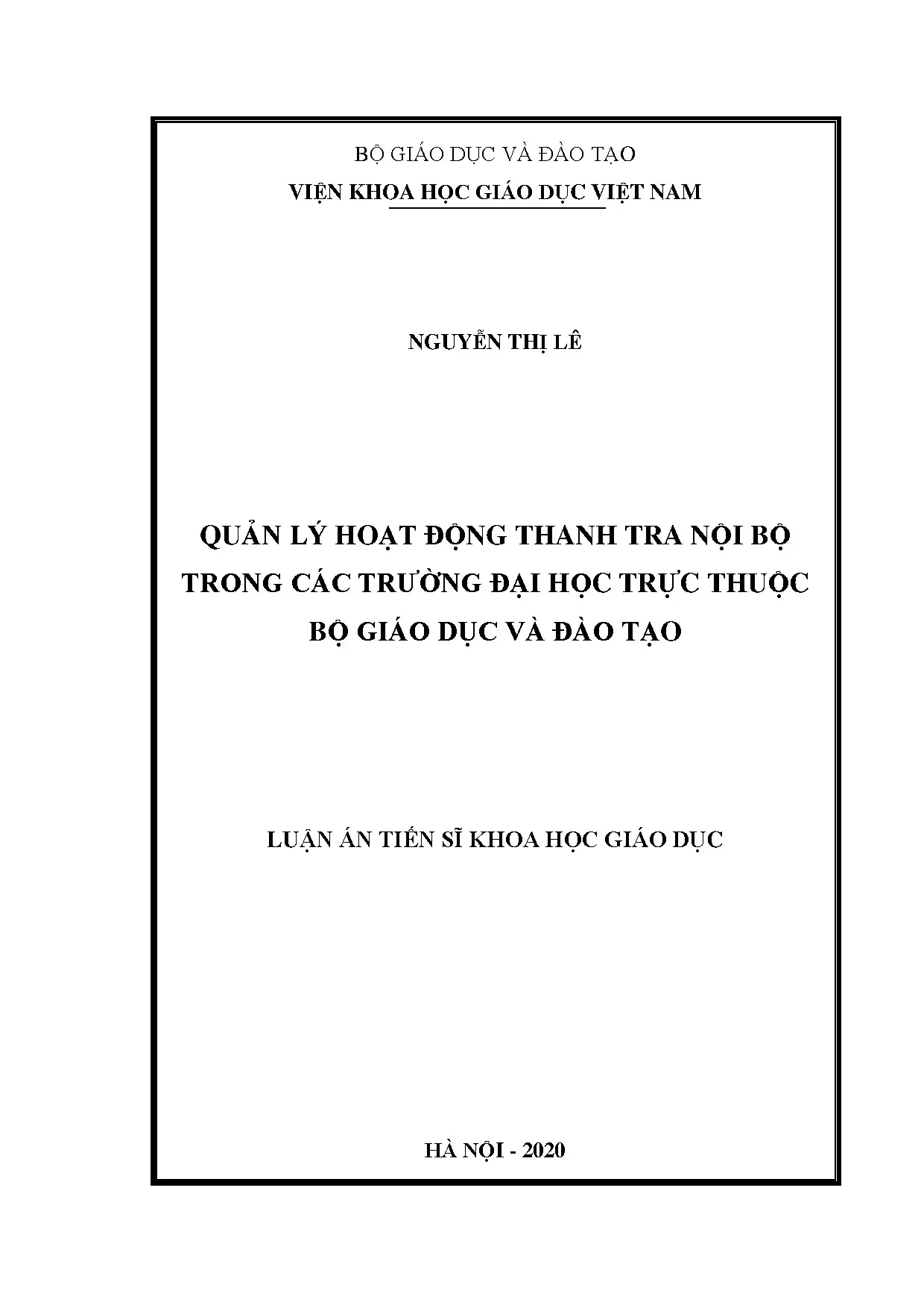 Luận án tiến sĩ khoa học giáo dục quản lý hoạt động thanh tr