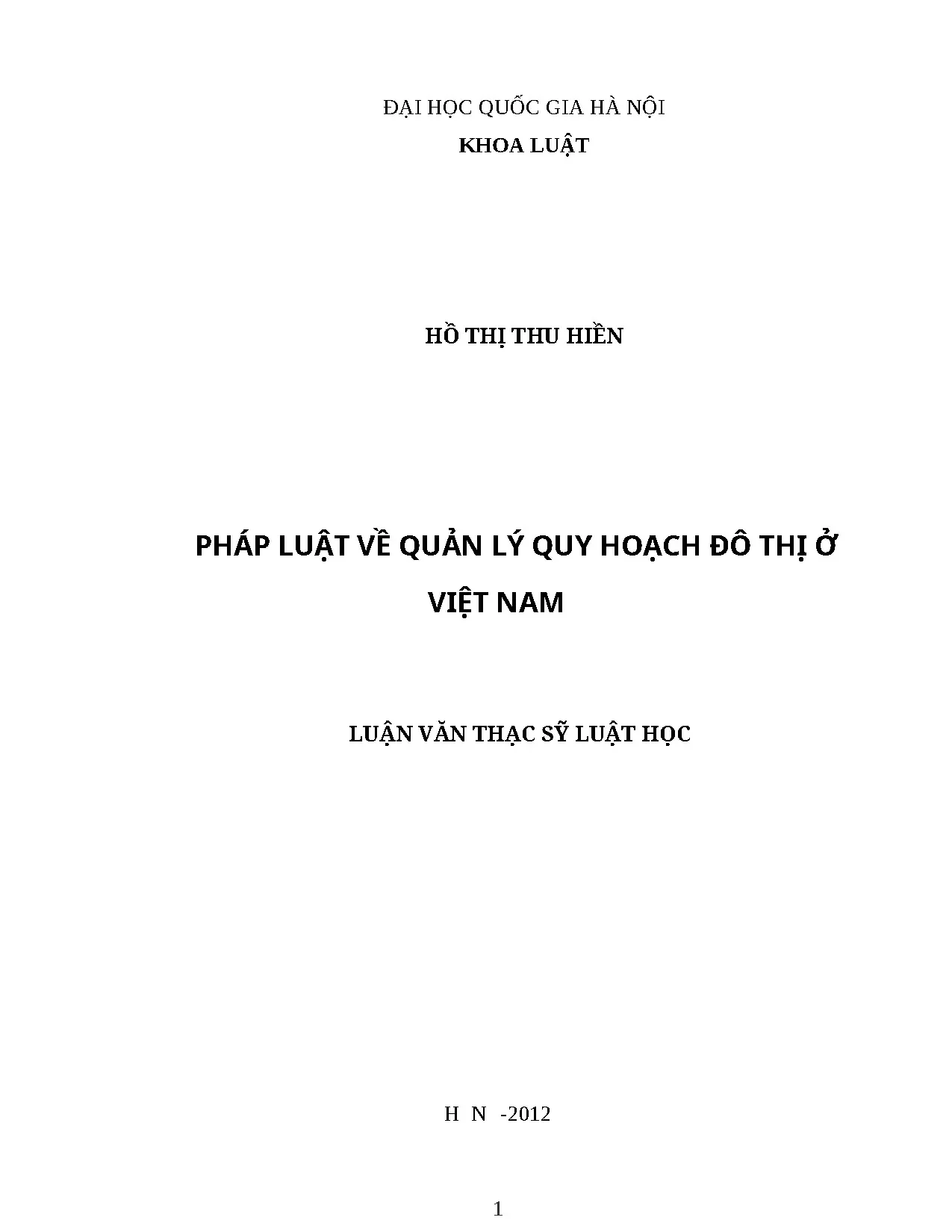 Pháp luật về quản lý quy hoạch ở việt nam luận án ts luật 60