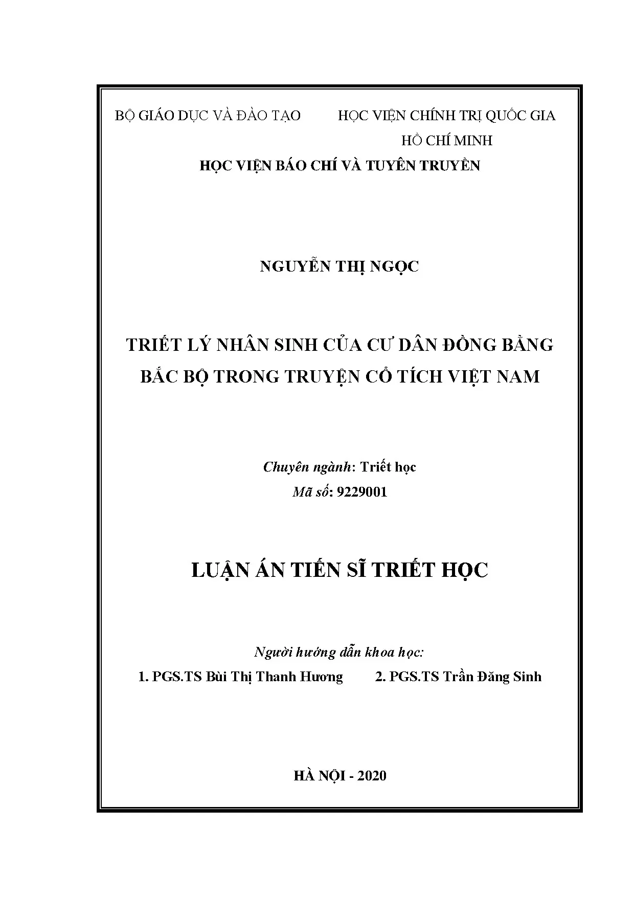 Luận án tiến sĩ triết học triết lý nhân sinh của cư dân đồng