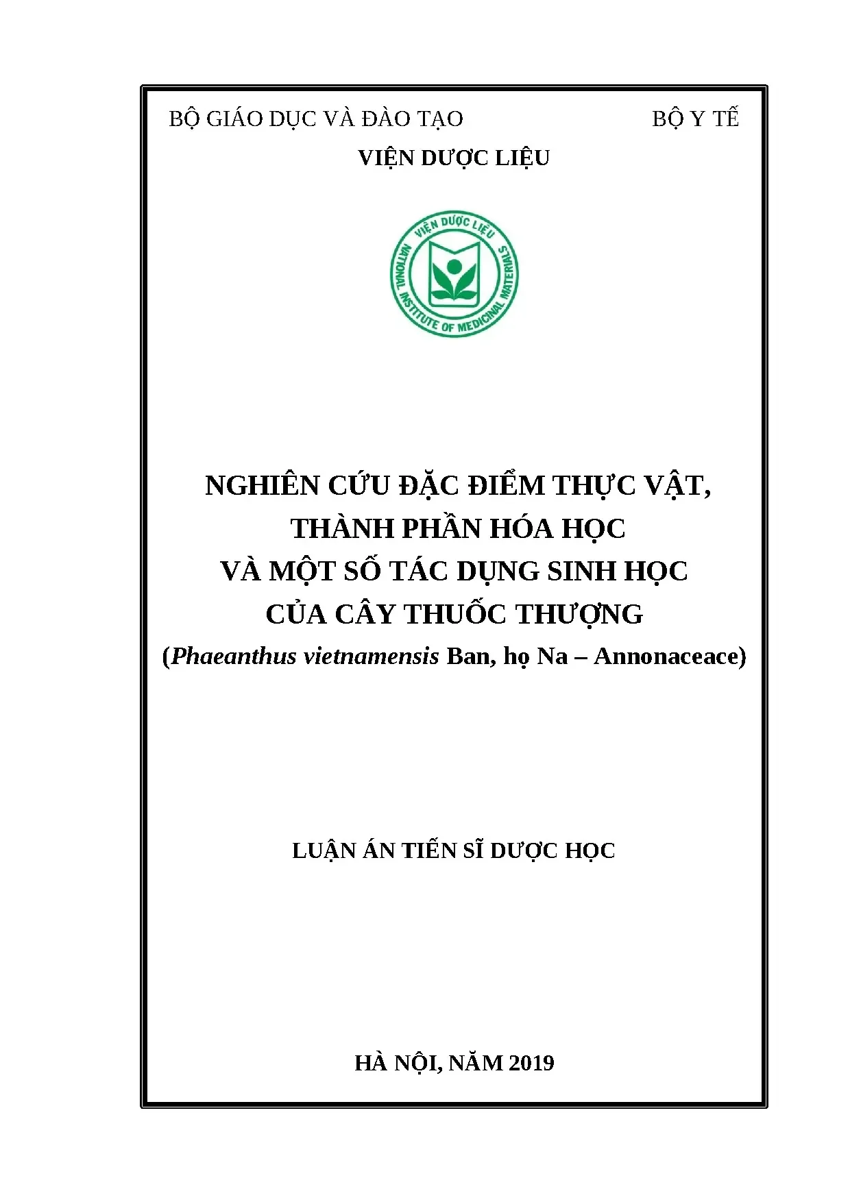 Luận án tiến sĩ dược học full dược liệu và dược cổ truyền ng