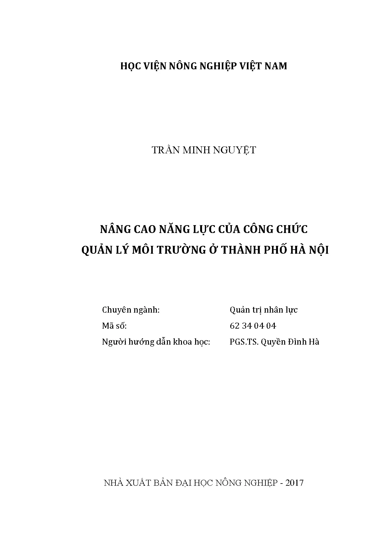 Nâng cao năng lực của công chức quản lý môi trường ở thành p