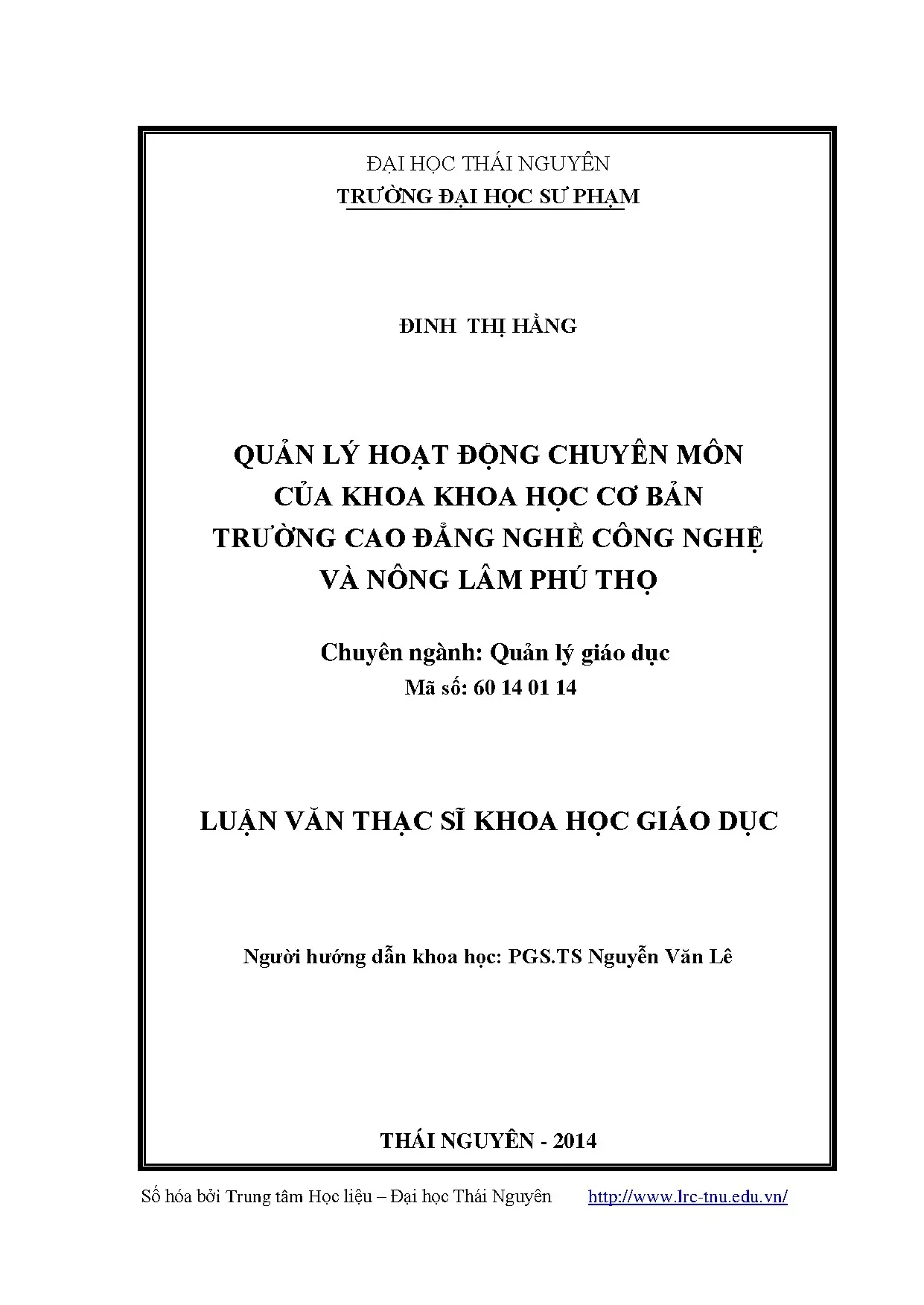 Quản lý hoạt động chuyên môn của khoa học cơ bản trường cao