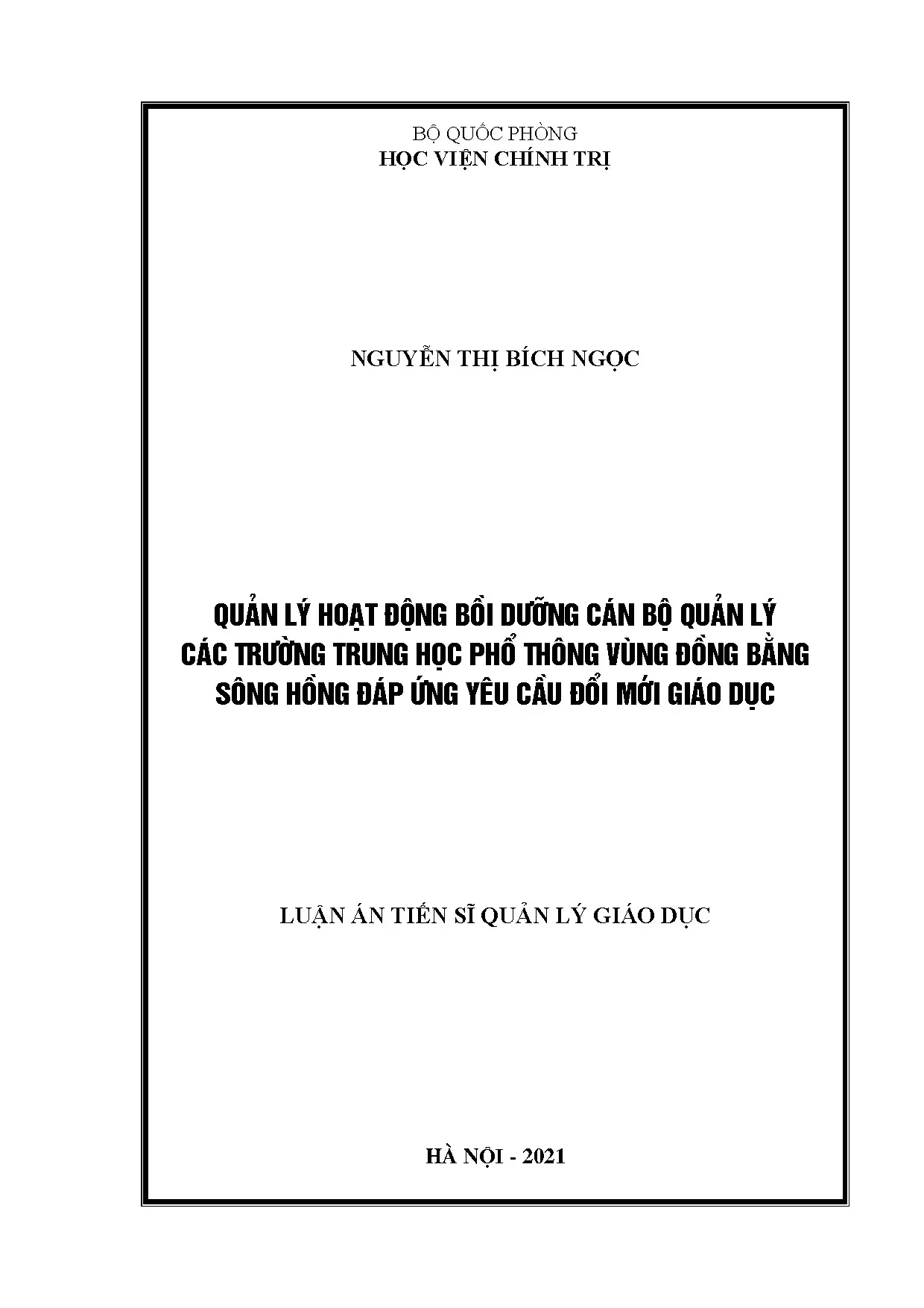 Bồi dưỡng cán bộ quản lý trường THPT Đồng bằng sông Hồng