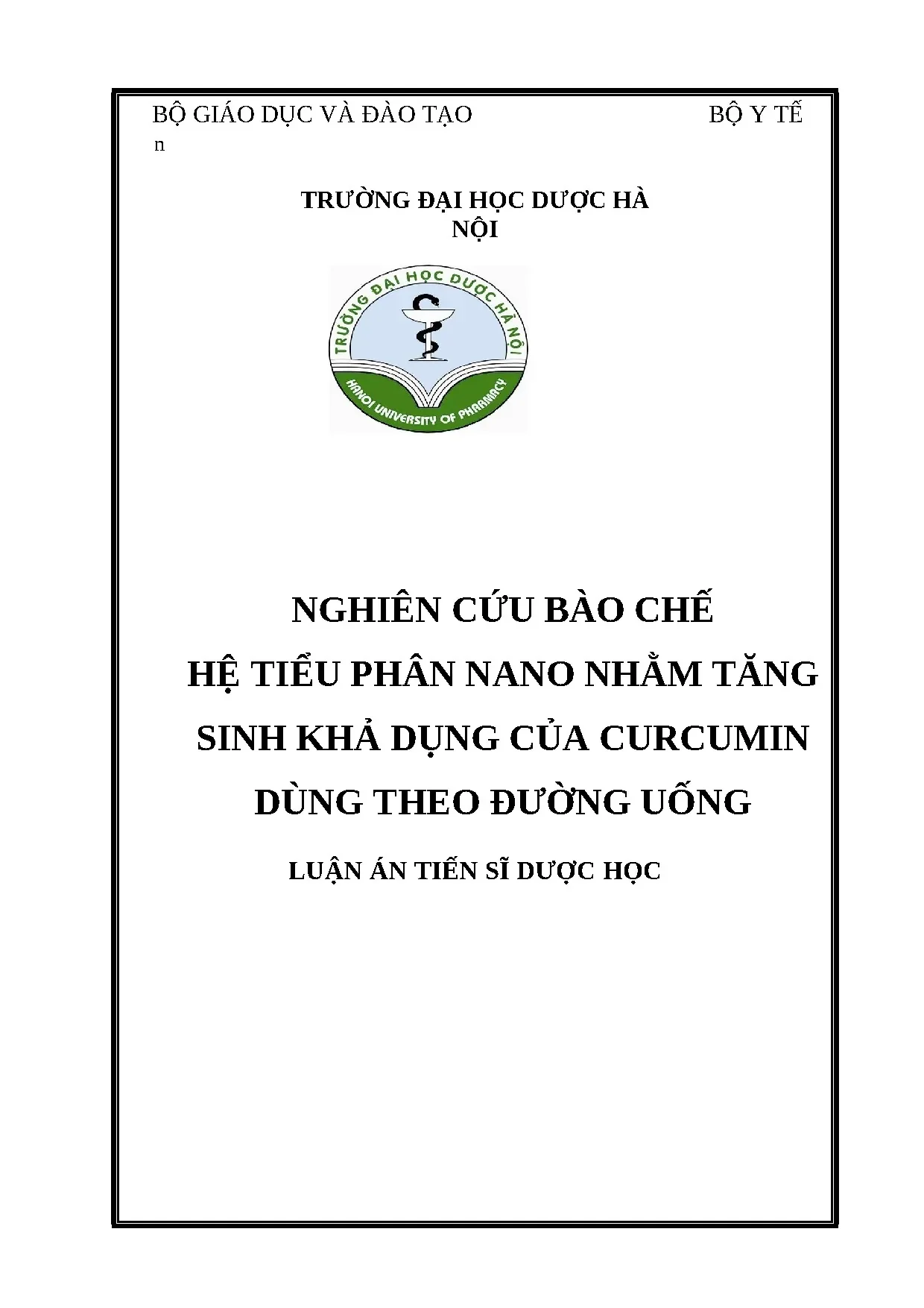 Luận án tiến sĩ dược học full cnd và bc nghiên cứu bào chế h