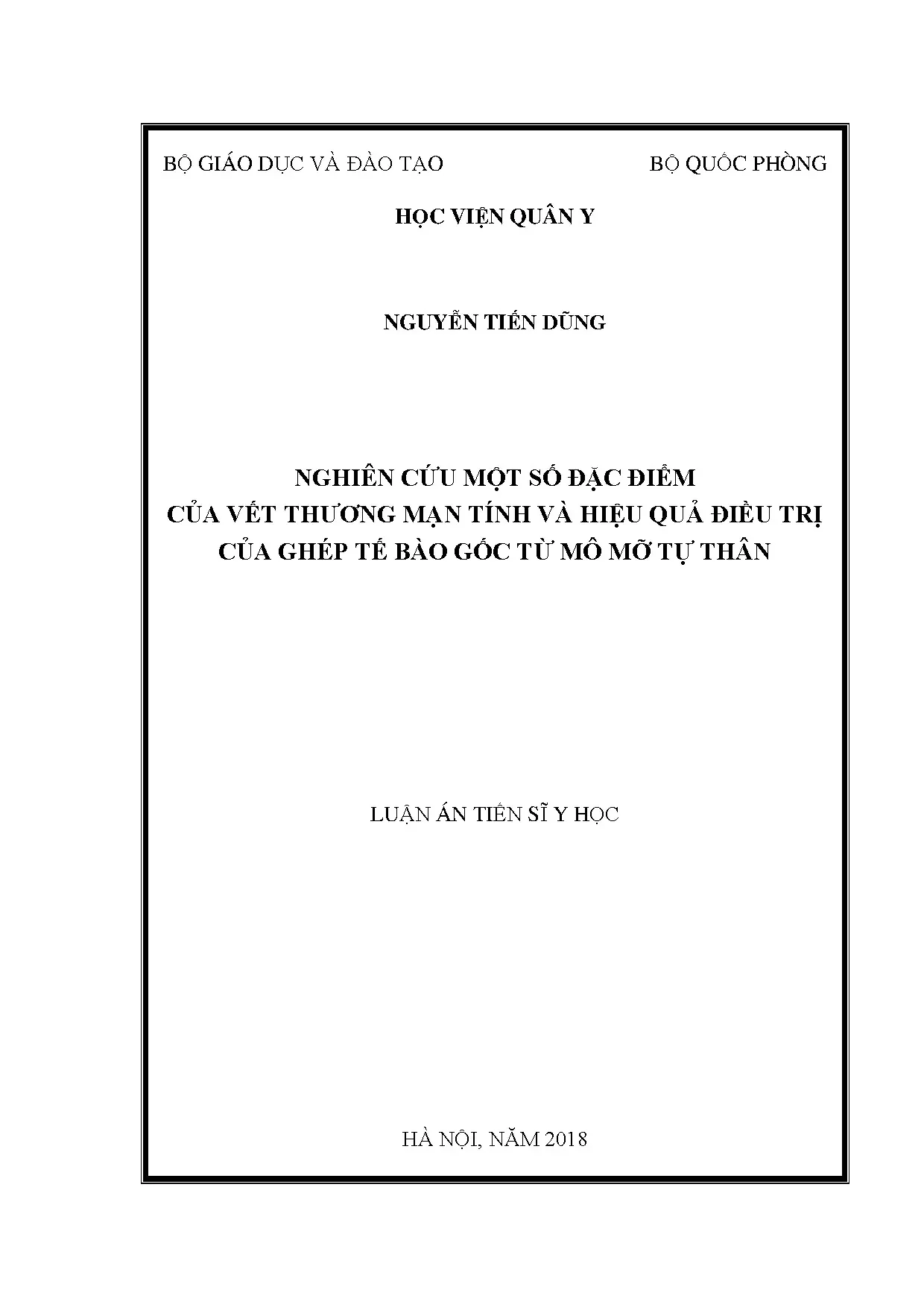 Luận án tiến sĩ y học nghiên cứu một số đặc điểm của vết thư