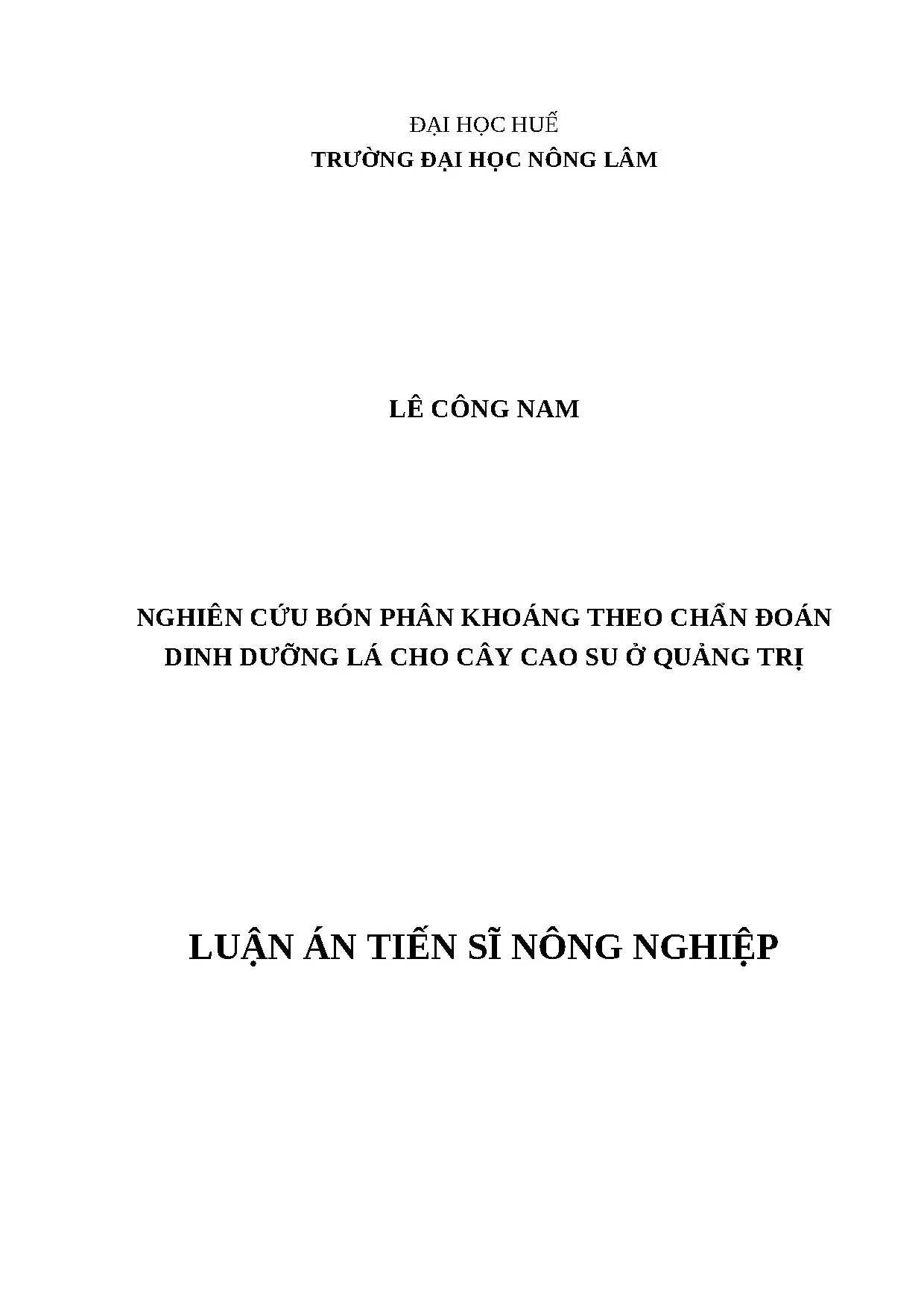 Luận án tiến sĩ nghiên cứu bón phân khoáng theo chẩn đoán di