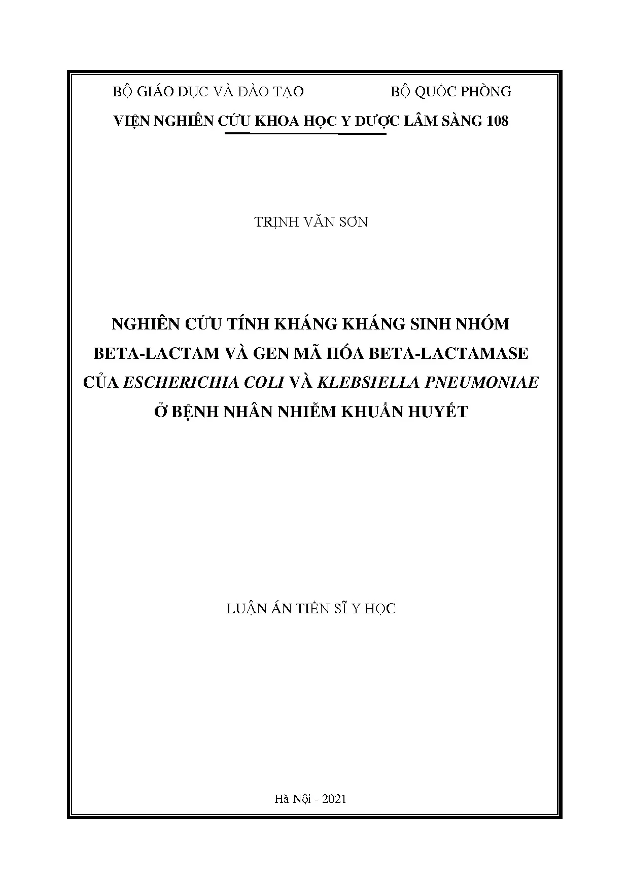 Nghiên cứu tính kháng kháng sinh nhóm betalactam và gen mã h