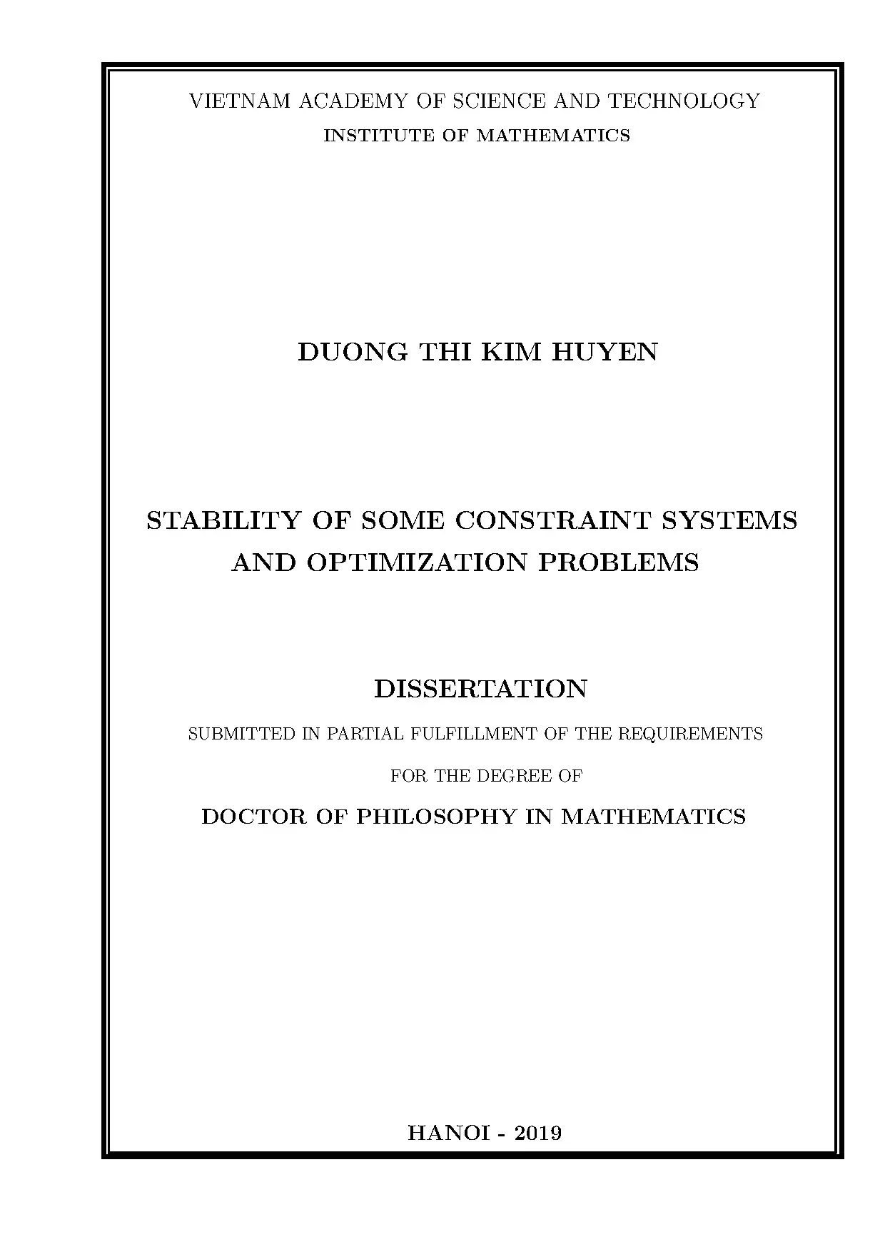 Tính ổn định hệ ràng buộc & tối ưu