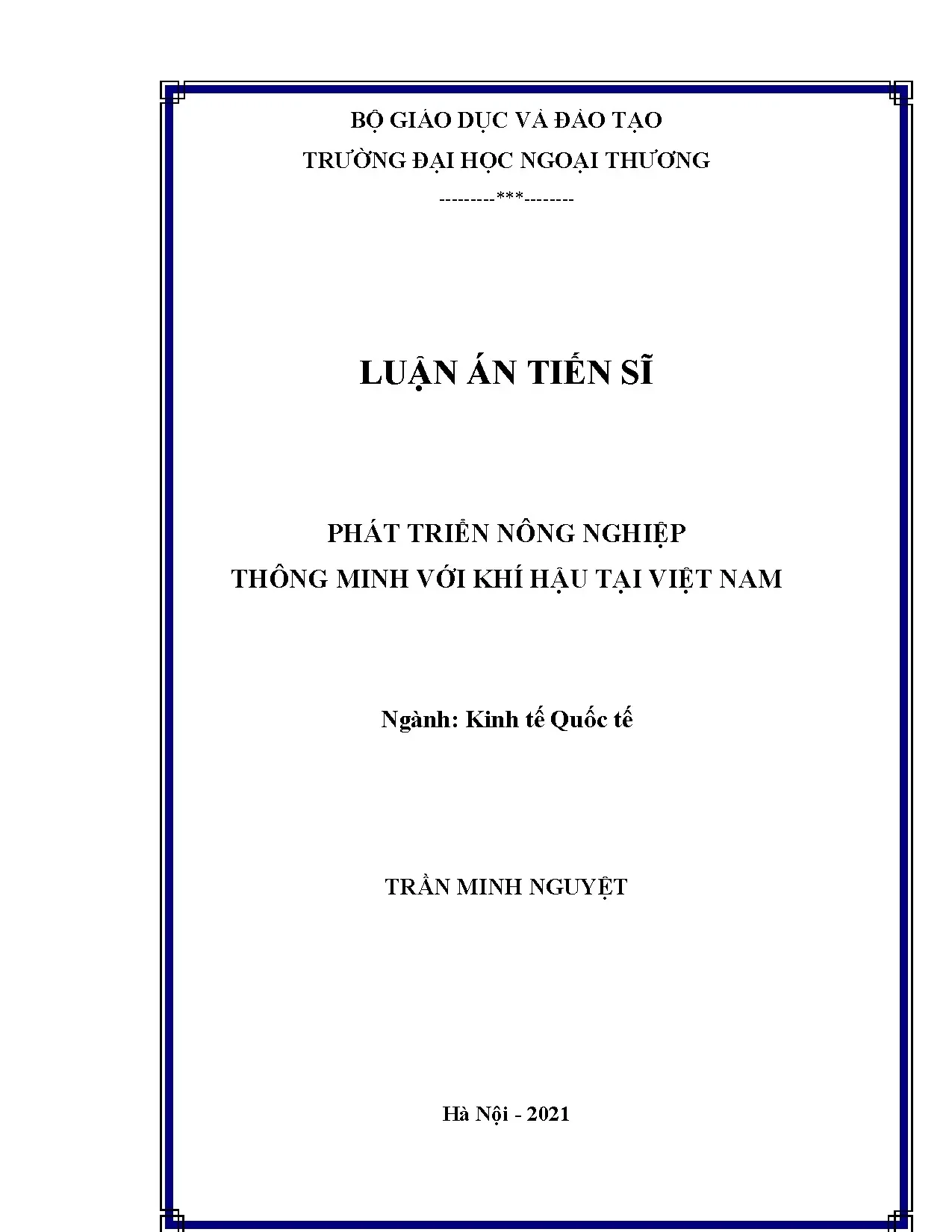 Luận án phát triển nông nghiệp thông minh với khí hậu tại vi