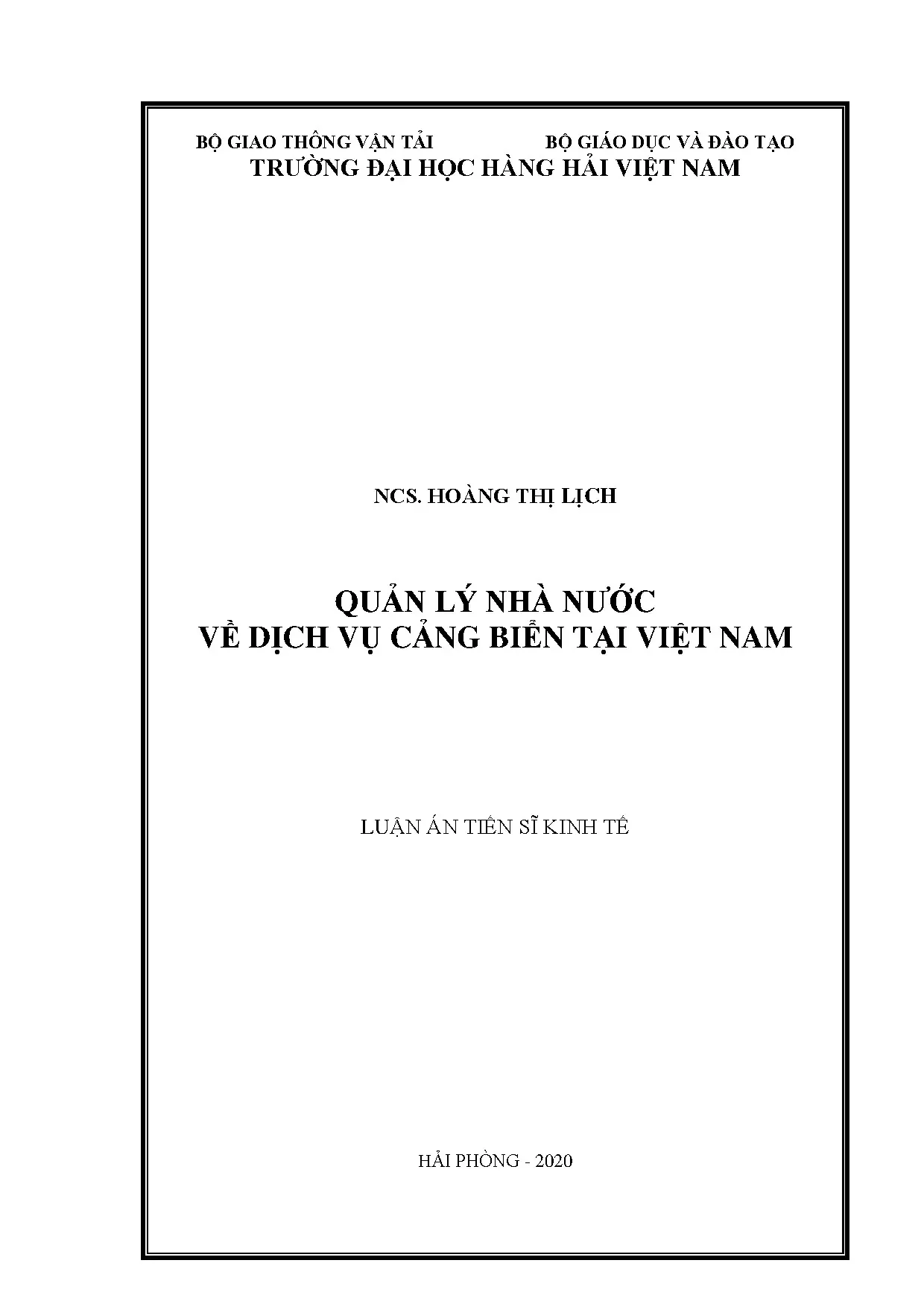Quản lý Nhà nước về Dịch vụ Cảng biển tại Việt Nam