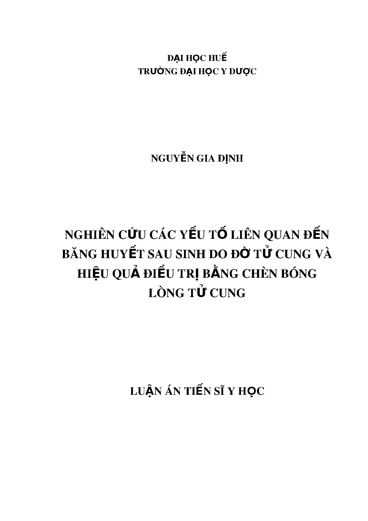 Luận án tiến sĩ y học nghiên cứu các yếu tố liên quan đến bă