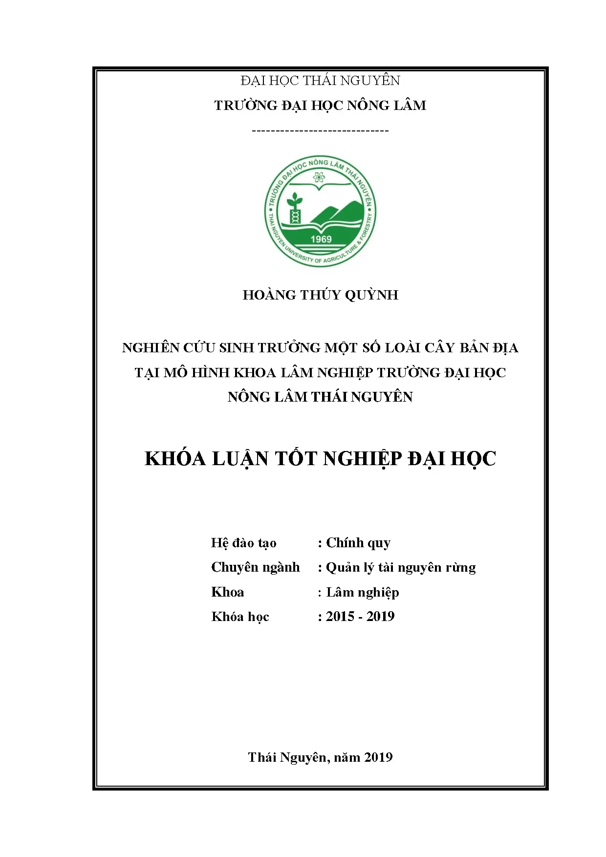 Nghiên cứu sinh trưởng cây bản địa tại ĐH Nông Lâm Thái Nguyên