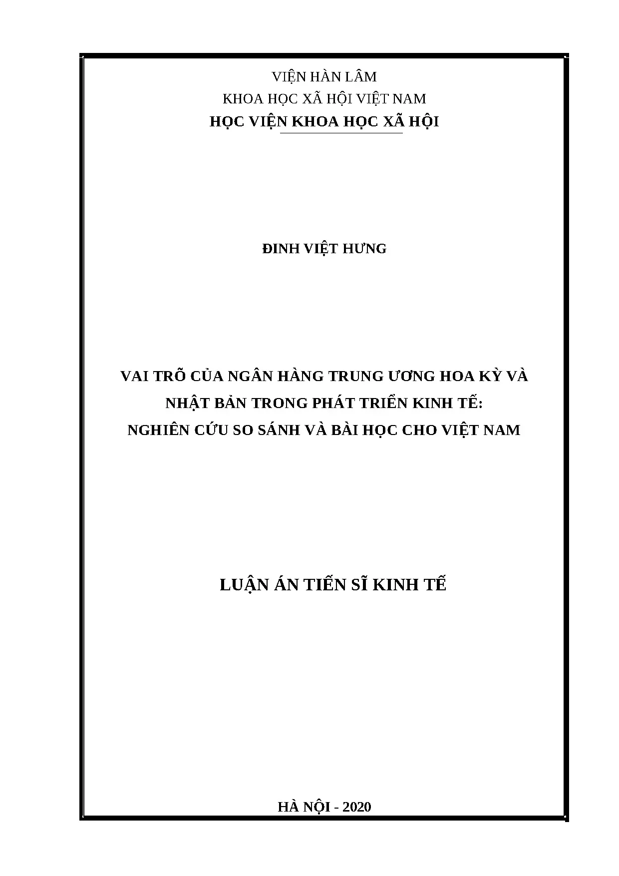 Luận án tiến sĩ kinh tế quốc tế full vai trò của ngân hàng t