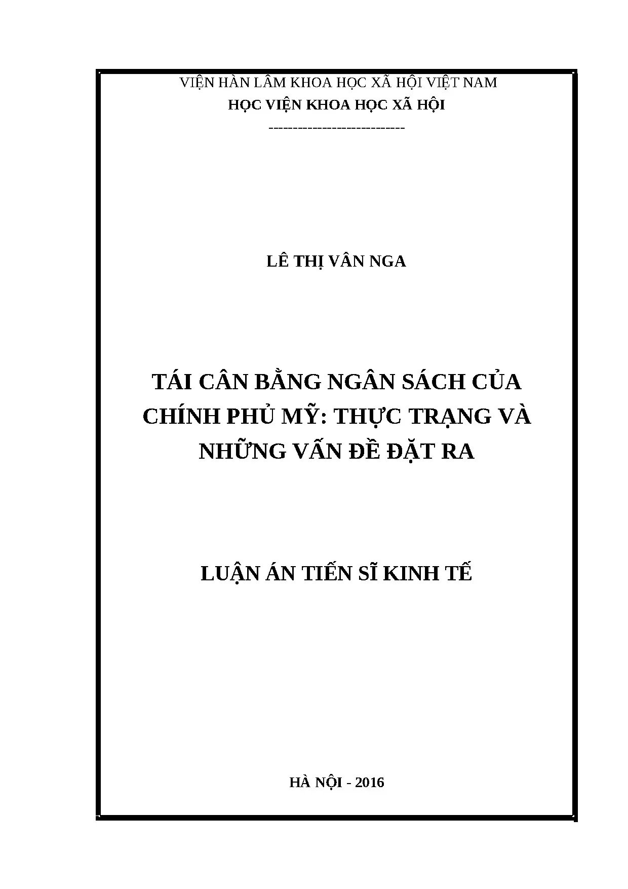 Luận án tiến sĩ kinh tế quốc tế full tái cân bằng ngân sách
