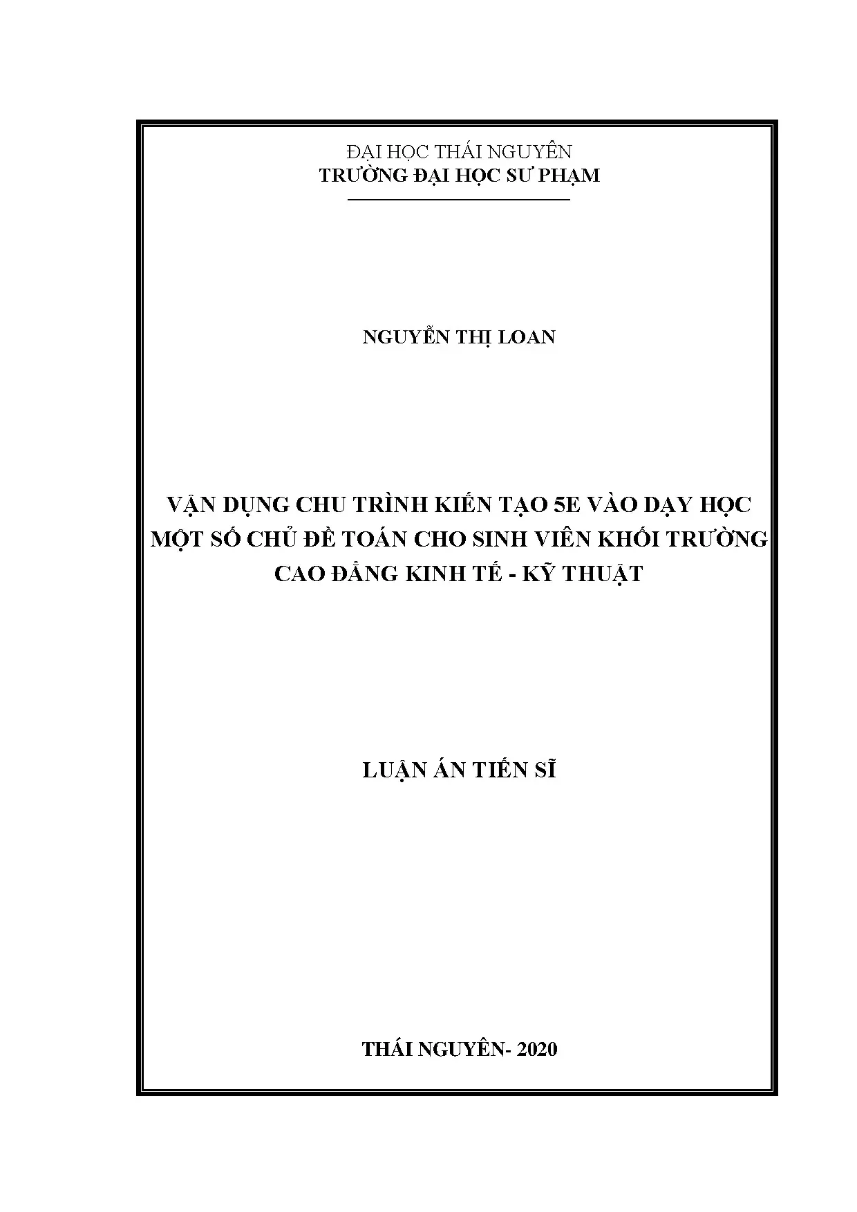 Luận án tiến sĩ vận dụng chu trình kiến tạo 5e vào dạy một s