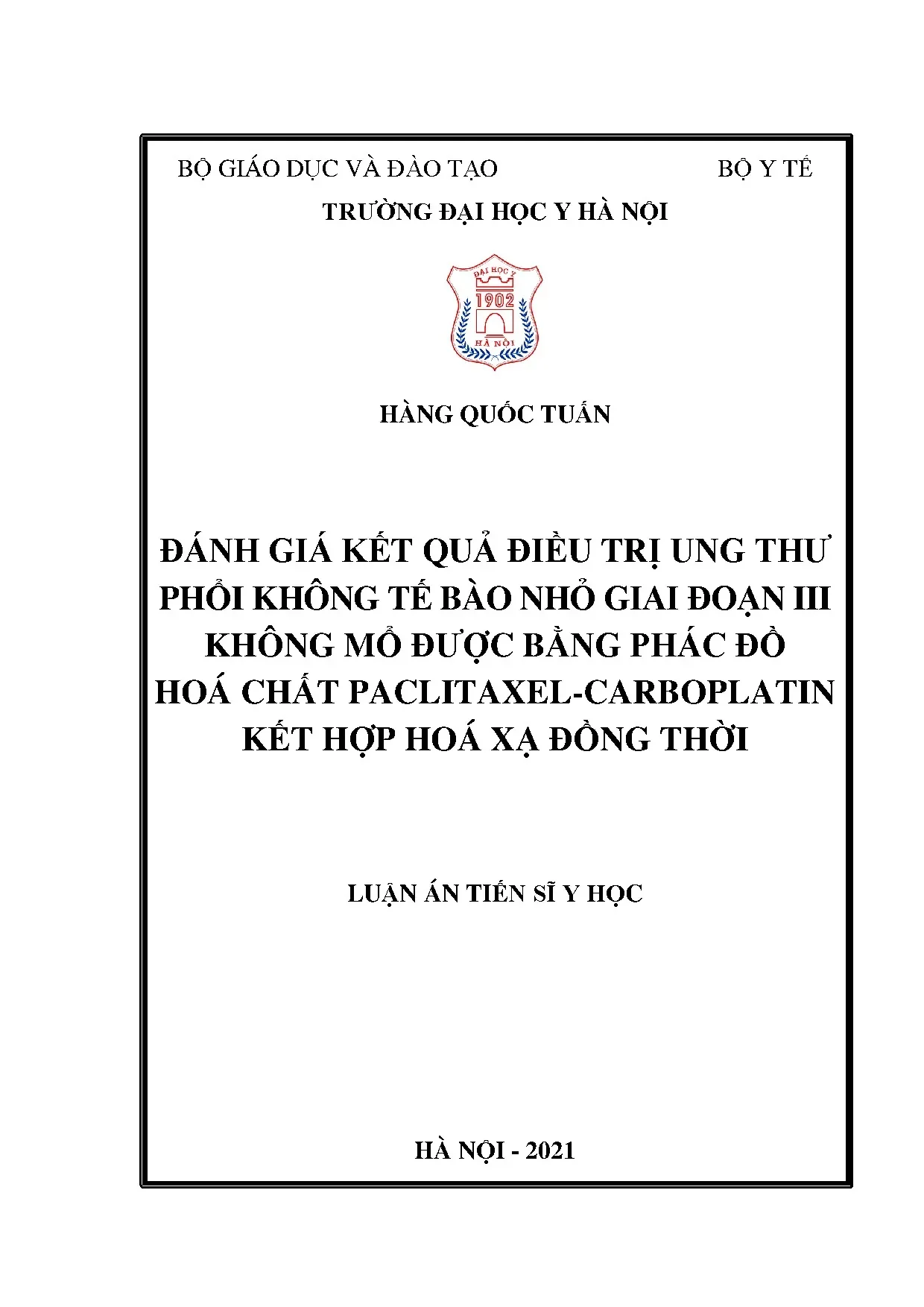Luận án đánh giá kết quả điều trị ung thư phổi không tế bào