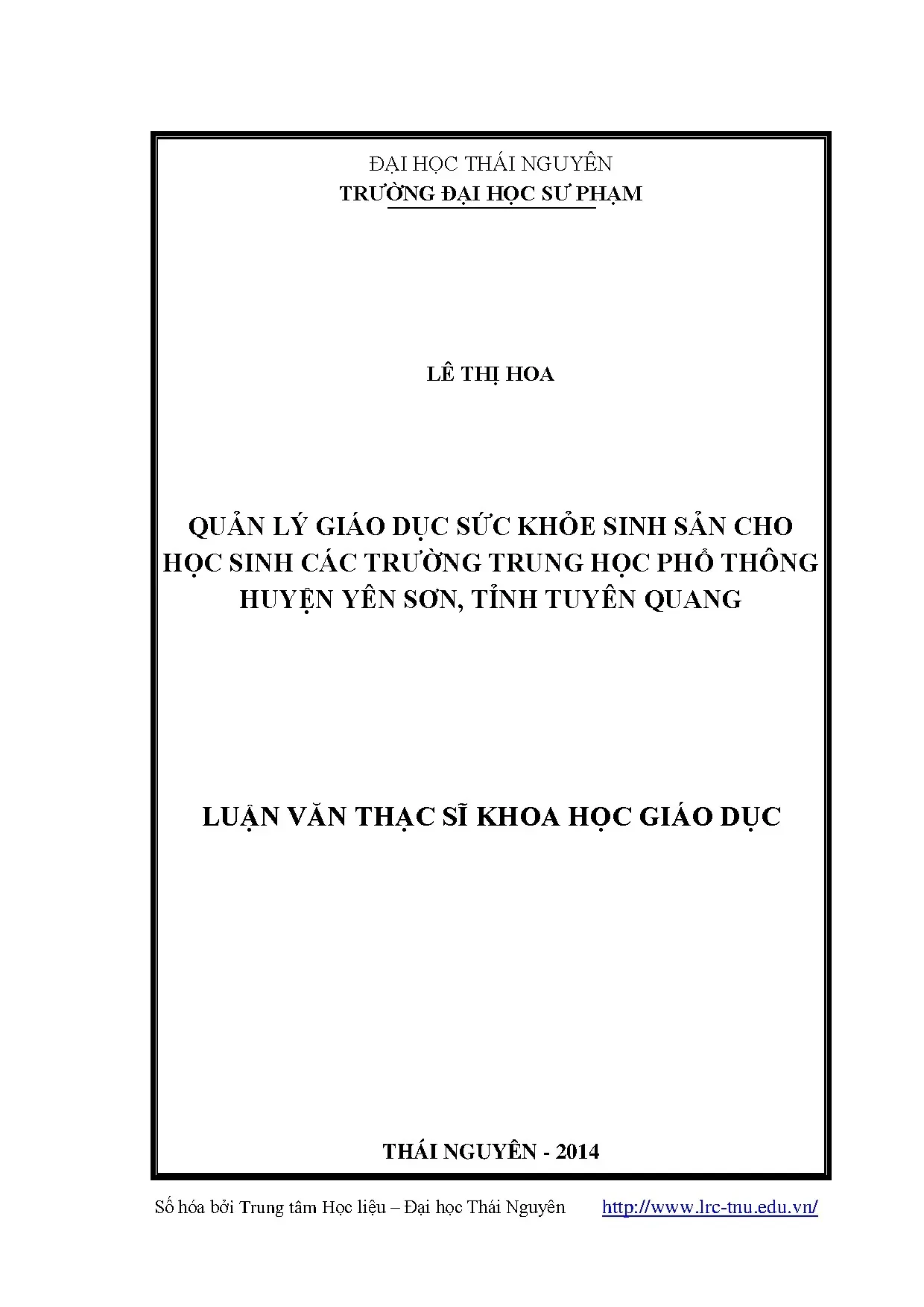 Quản lý giáo dục sức khỏe sinh sản cho học sinh các trường t