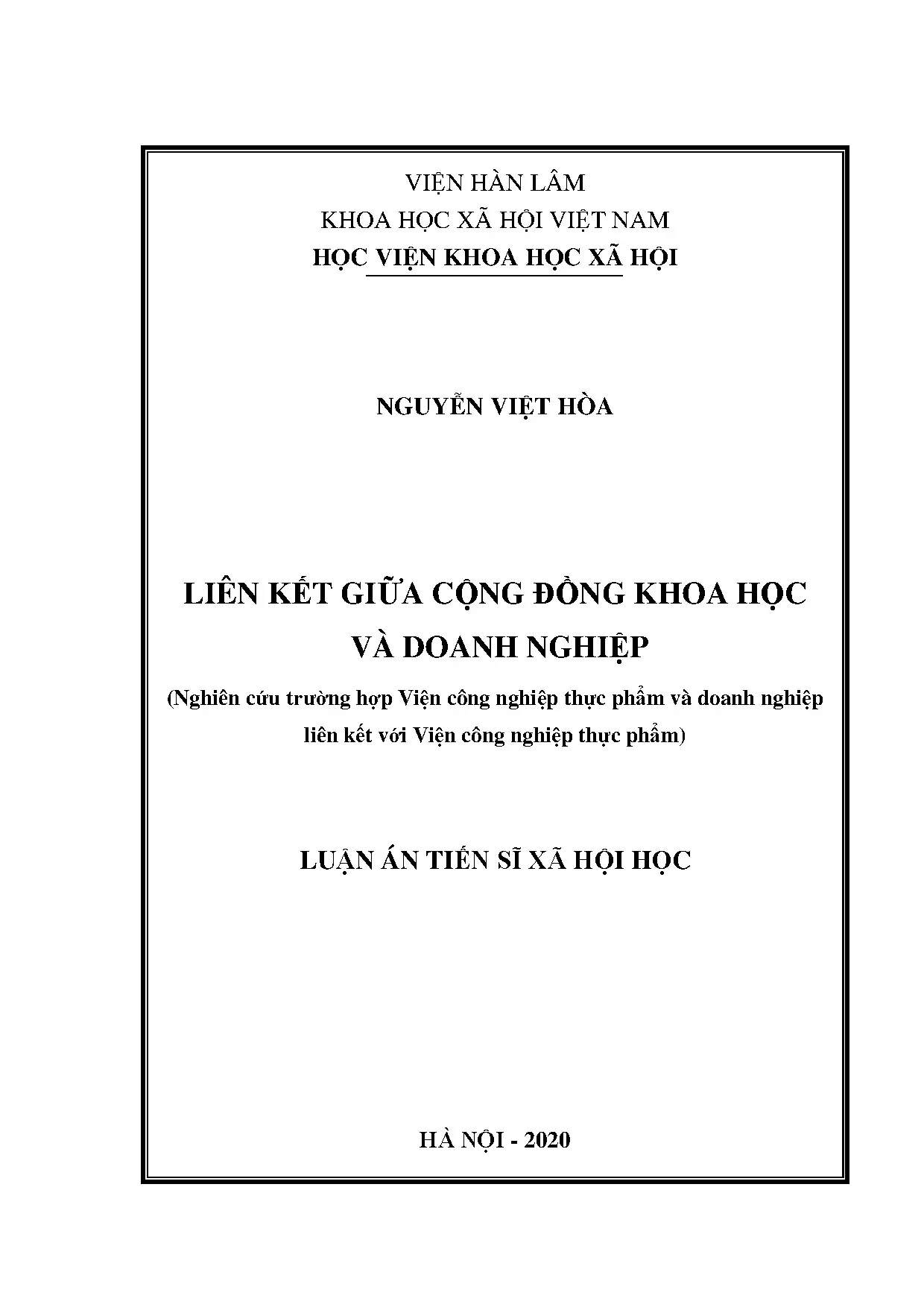 Luận án tiến sĩ liên kết giữa cộng đồng khoa học và doanh ng