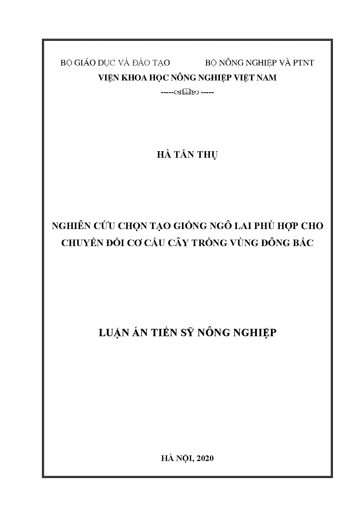 Luận án tiến sĩ nông nghiệp nghiên cứu chọn tạo giống ngô la