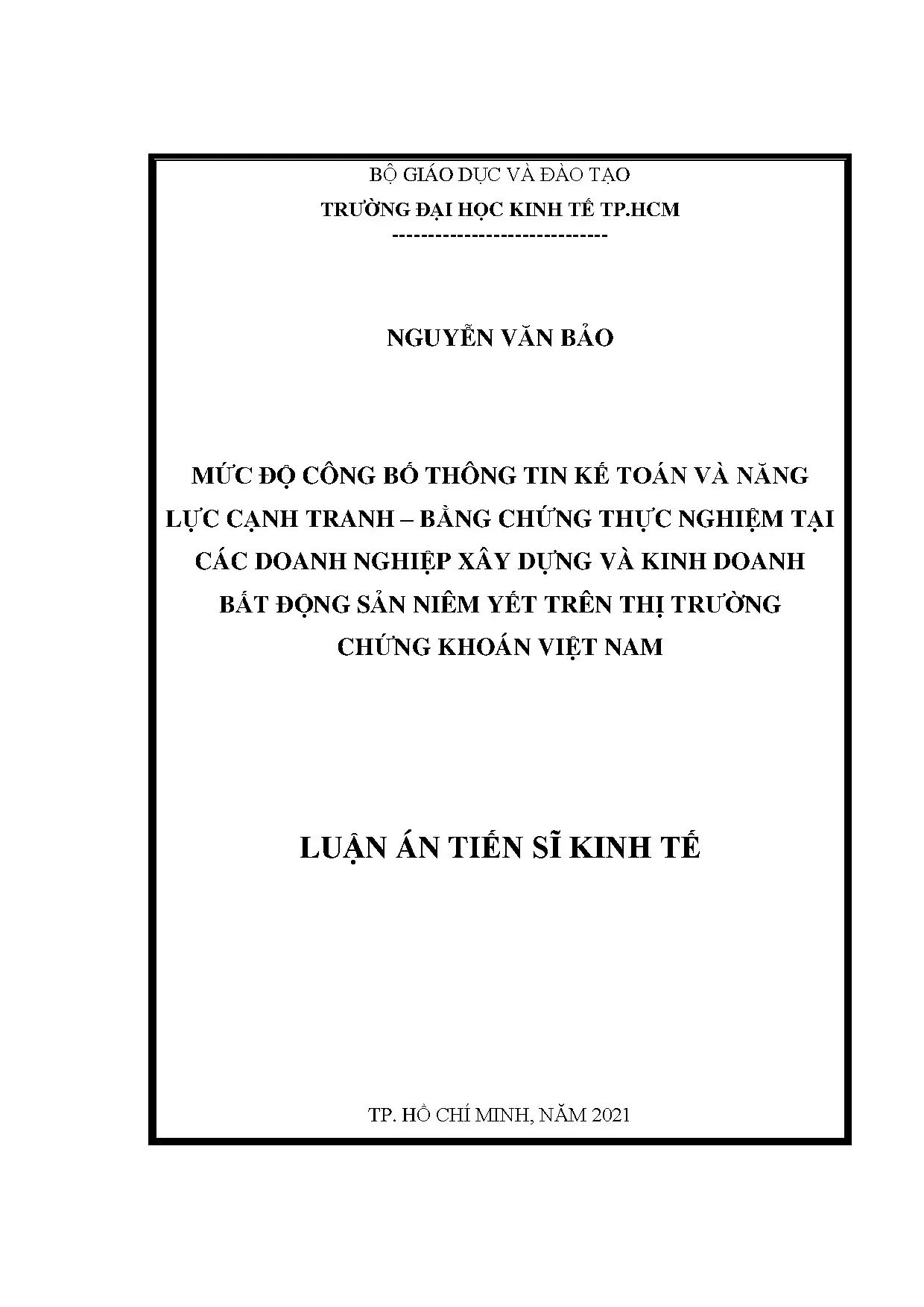 Luận án tiến sĩ mức độ công bố thông tin kế toán và năng lực