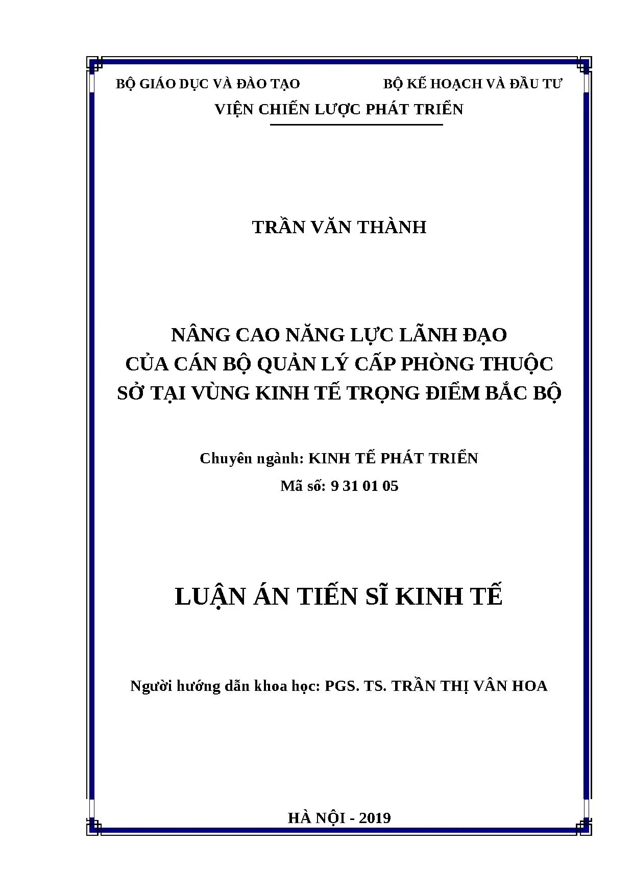Luận án tiến sĩ kinh tế phát triển full nâng cao năng lực lã