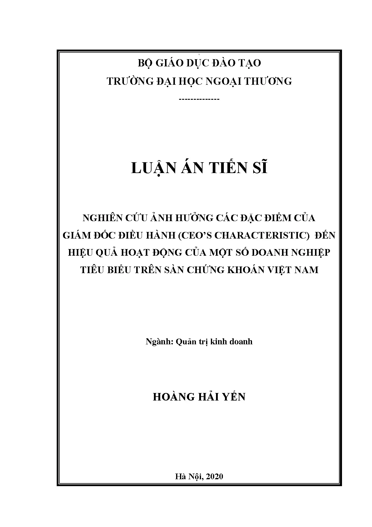 Luận án tiến sĩ nghiên cứu ảnh hưởng các đặc điểm của giám đ