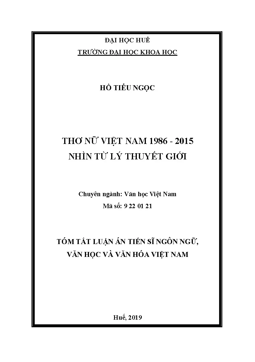 Tóm tắt luận án tiến sĩ ngôn ngữ văn học và văn hóa việt nam