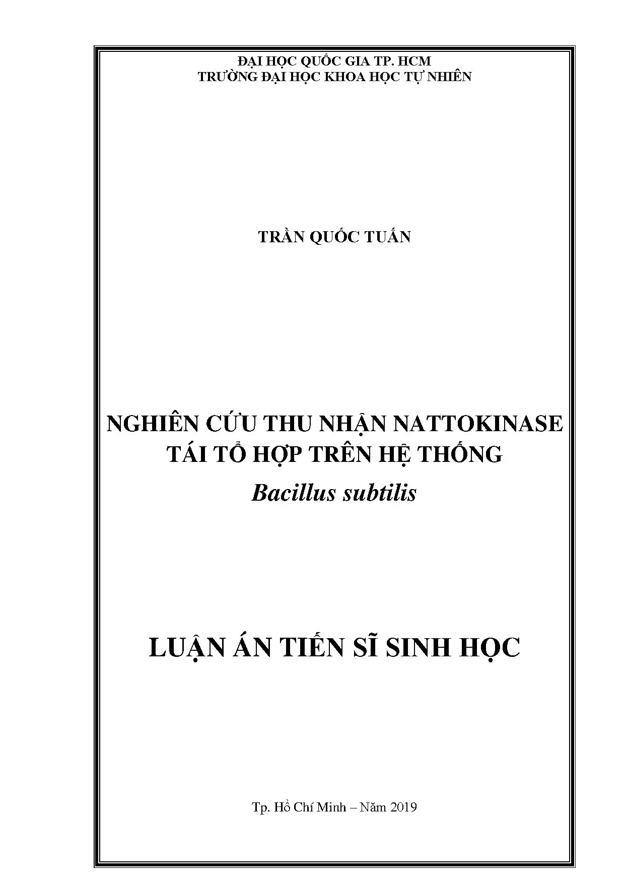 Nghiên cứu thu nhận nattokinase tái tổ hợp trên hệ thống bac