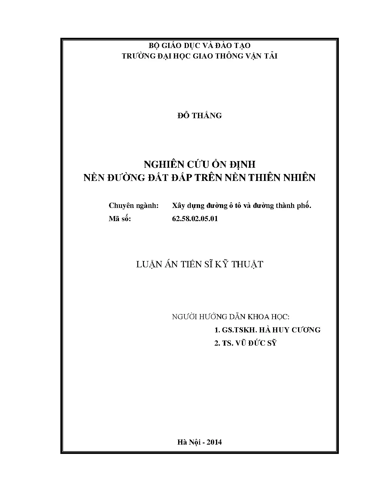Nghiên cứu ổn định nền đường đất đắp trên nền thiên nhiên lu