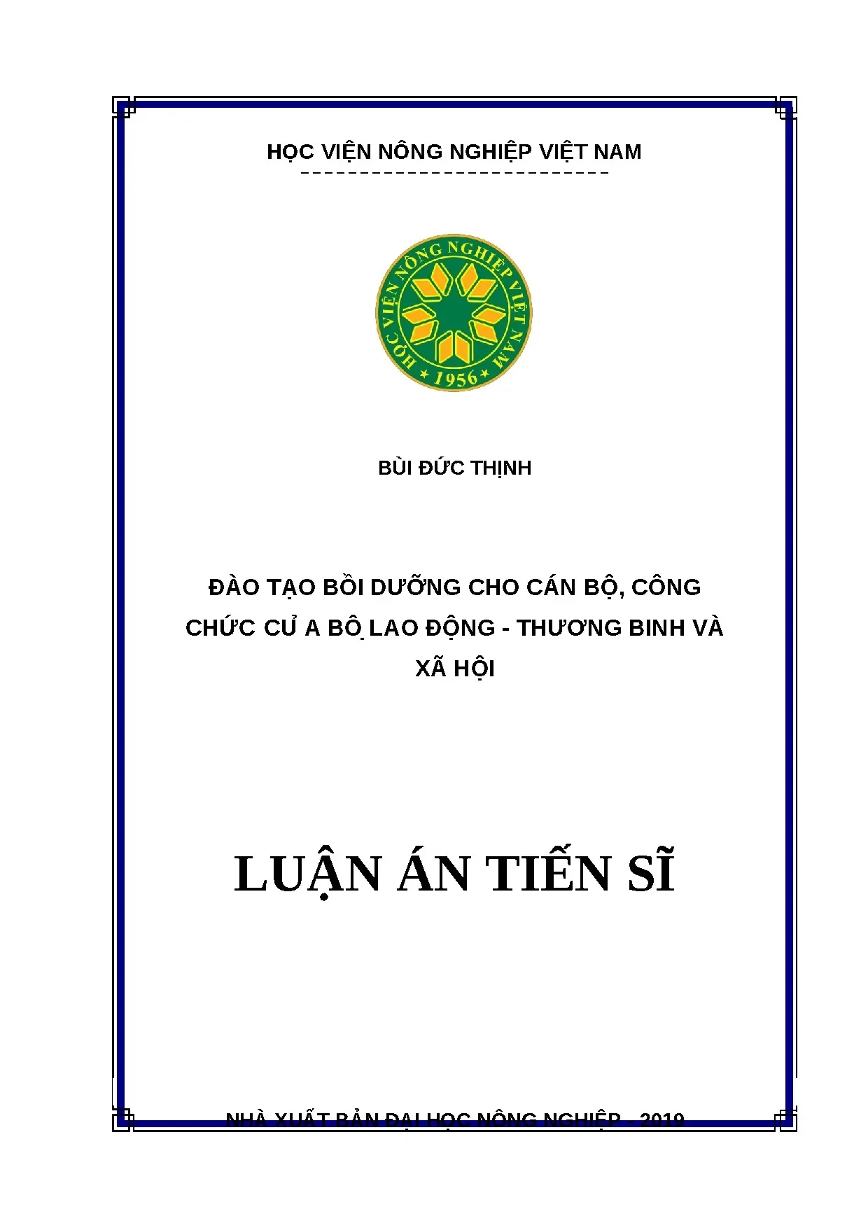 Luận án tiến sĩ quản trị nhân lực full đào tạo bồi dưỡng cho