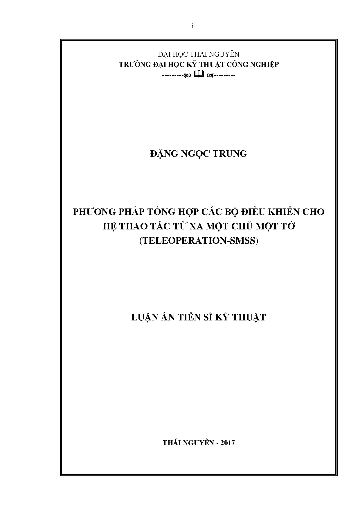 Tổng hợp bộ điều khiển cho hệ thao tác từ xa teleoperation