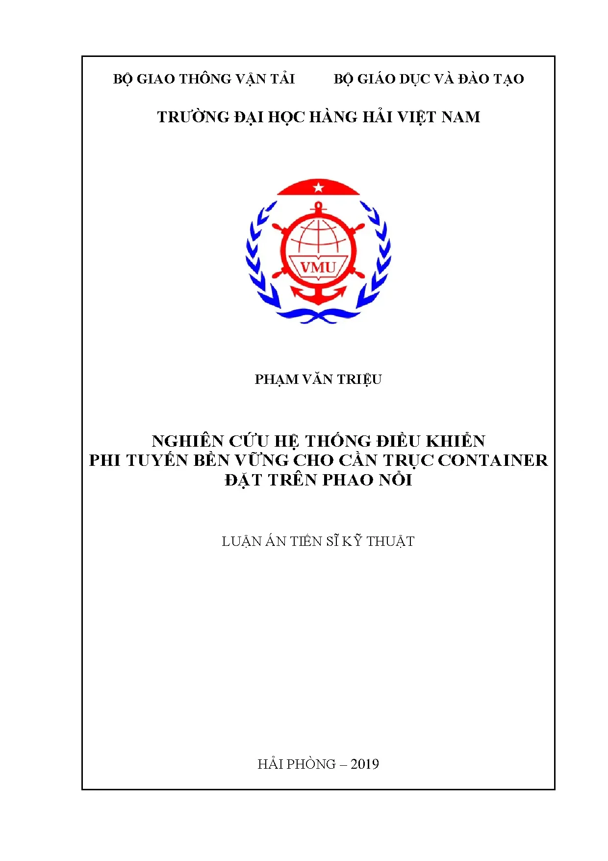 Luận án: Hệ thống điều khiển phi tuyến bền vững cho cần trục container nổi