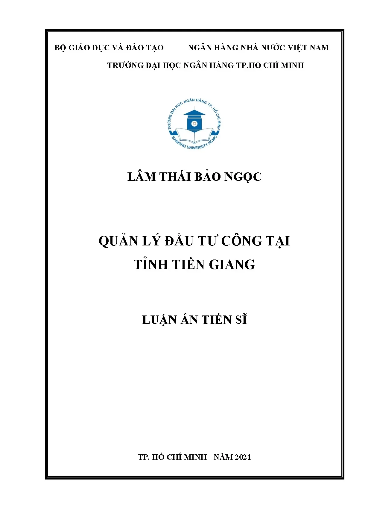 Quản lý đầu tư công tại Tiền Giang: Luận án Tiến sĩ