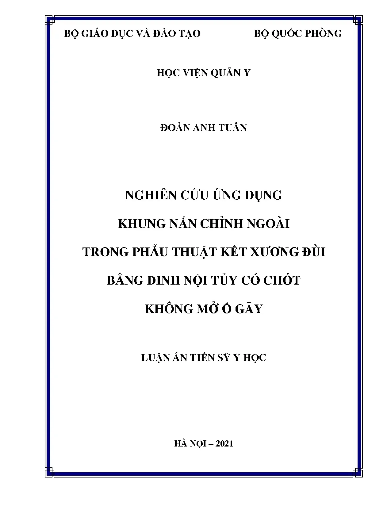 Luận án tiến sĩ nghiên cứu ứng dụng khung nắn chỉnh ngoài tr