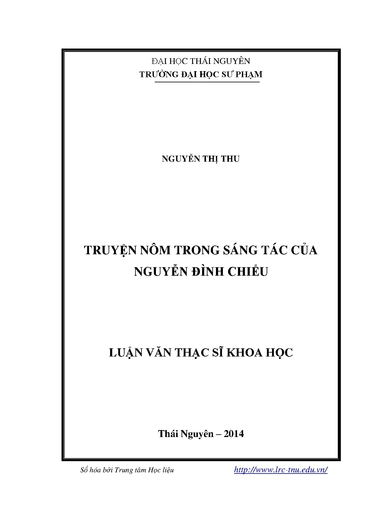 Truyện nôm trong sáng tác của nguyễn đình chiểu luận án tiến