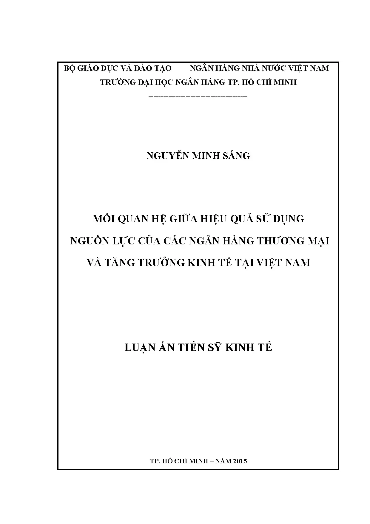 Luận án tiến sĩ kinh tế mối quan hệ giữa hiệu quả sử dụng ng