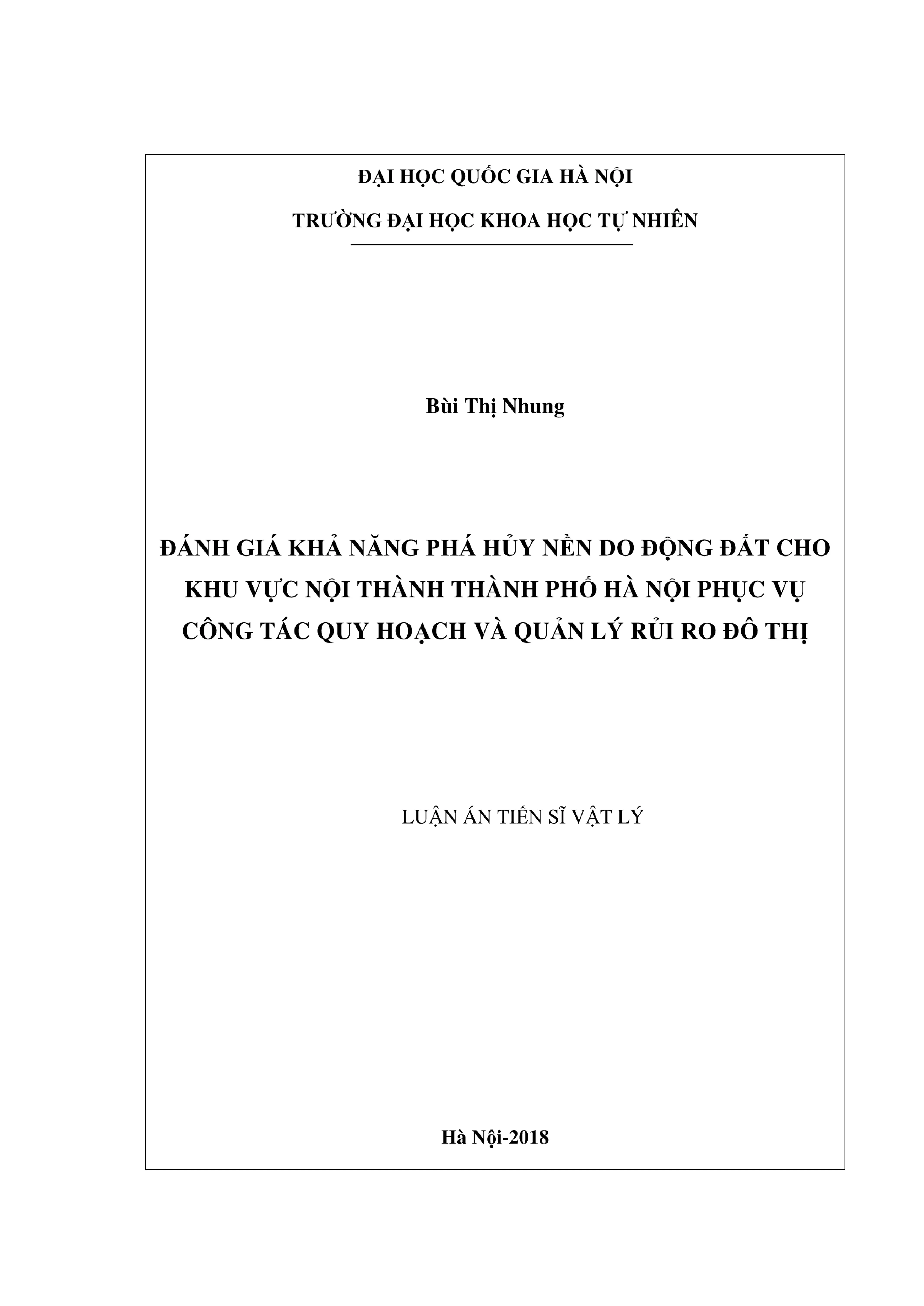 Luận án tiến sĩ kỹ thuật đánh giá khả năng phá hủy nền do độ