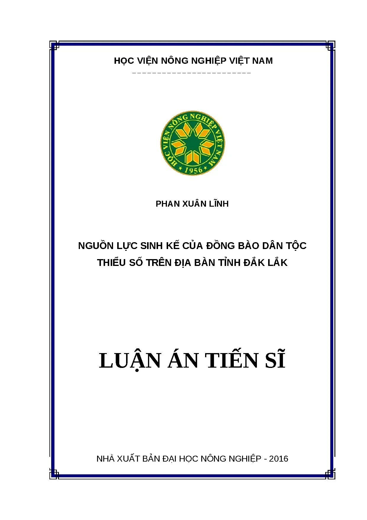 Luận án tiến sĩ kinh tế phát triển full nguồn lực sinh kế củ