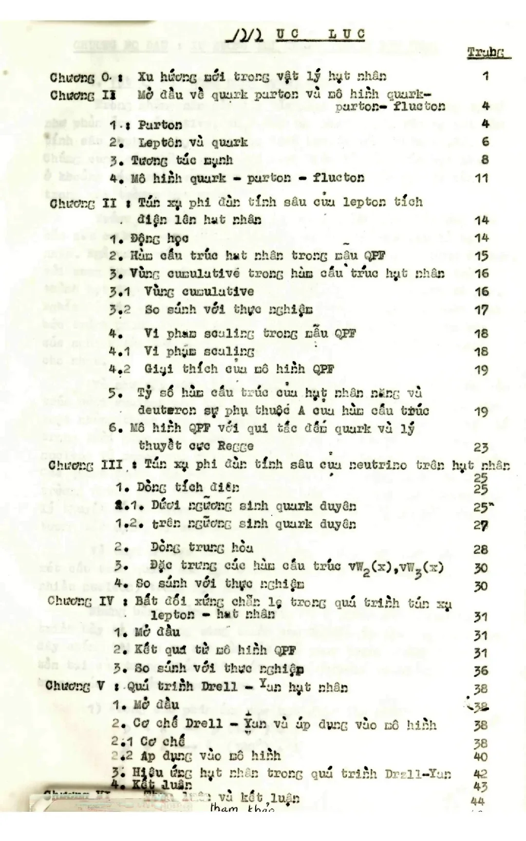 Mô hình Quark Parton Flucton & Phản ứng Hạt nhân Năng lượng Cao