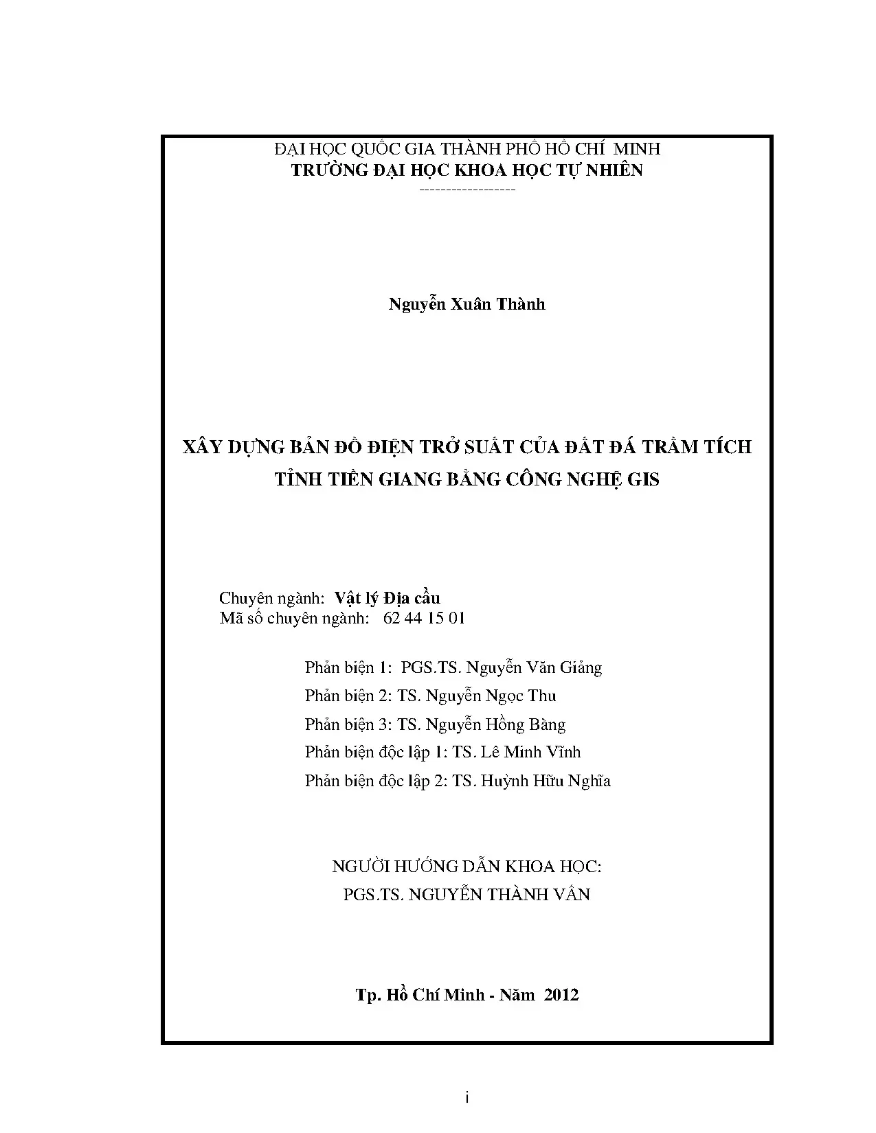 Xây dựng bản đồ điện trở suất của đất đá trầm tích tỉnh tiền