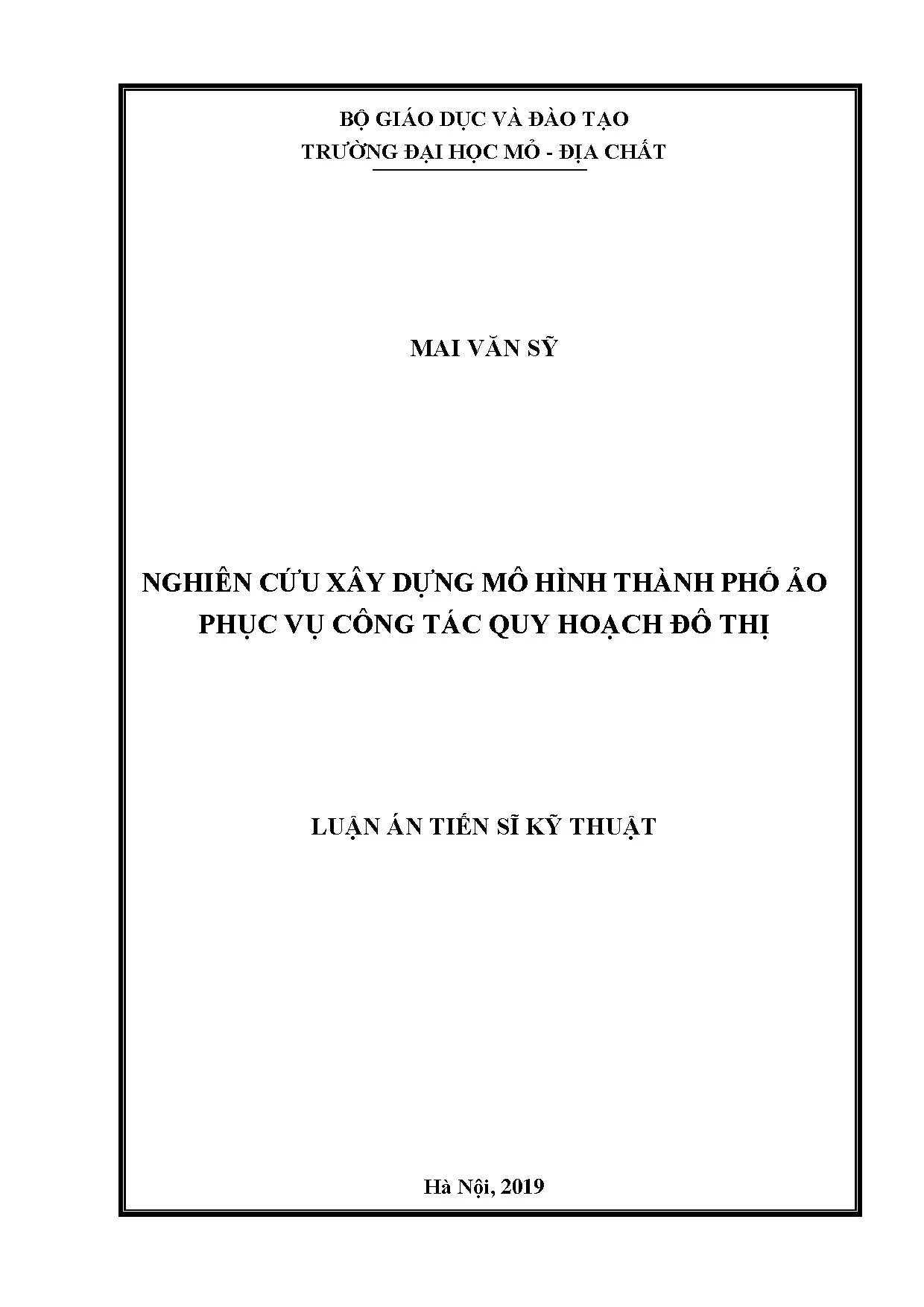 Luận án tiến sĩ nghiên cứu xây dựng mô hình thành phố ảo phụ