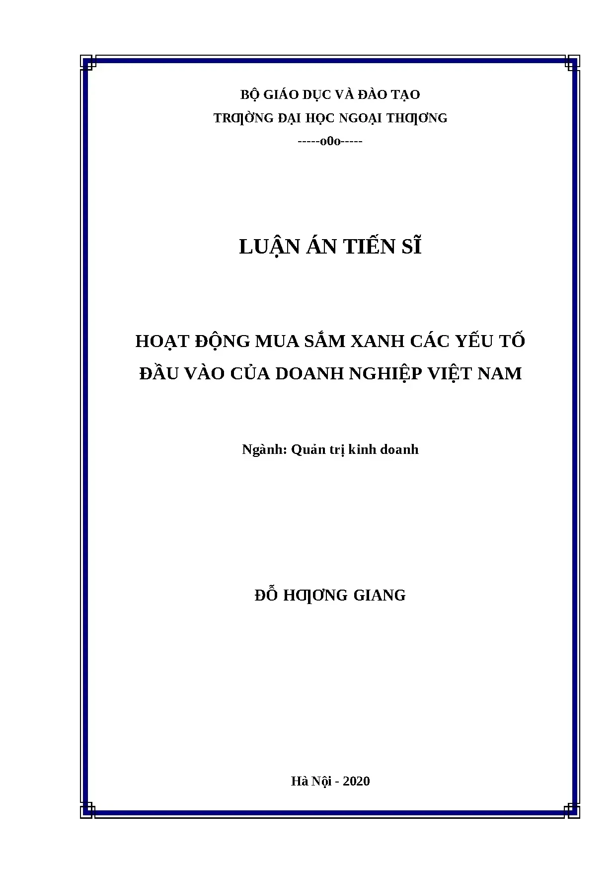 Luận án tiến sĩ file word hoạt động mua sắm xanh các yếu tố