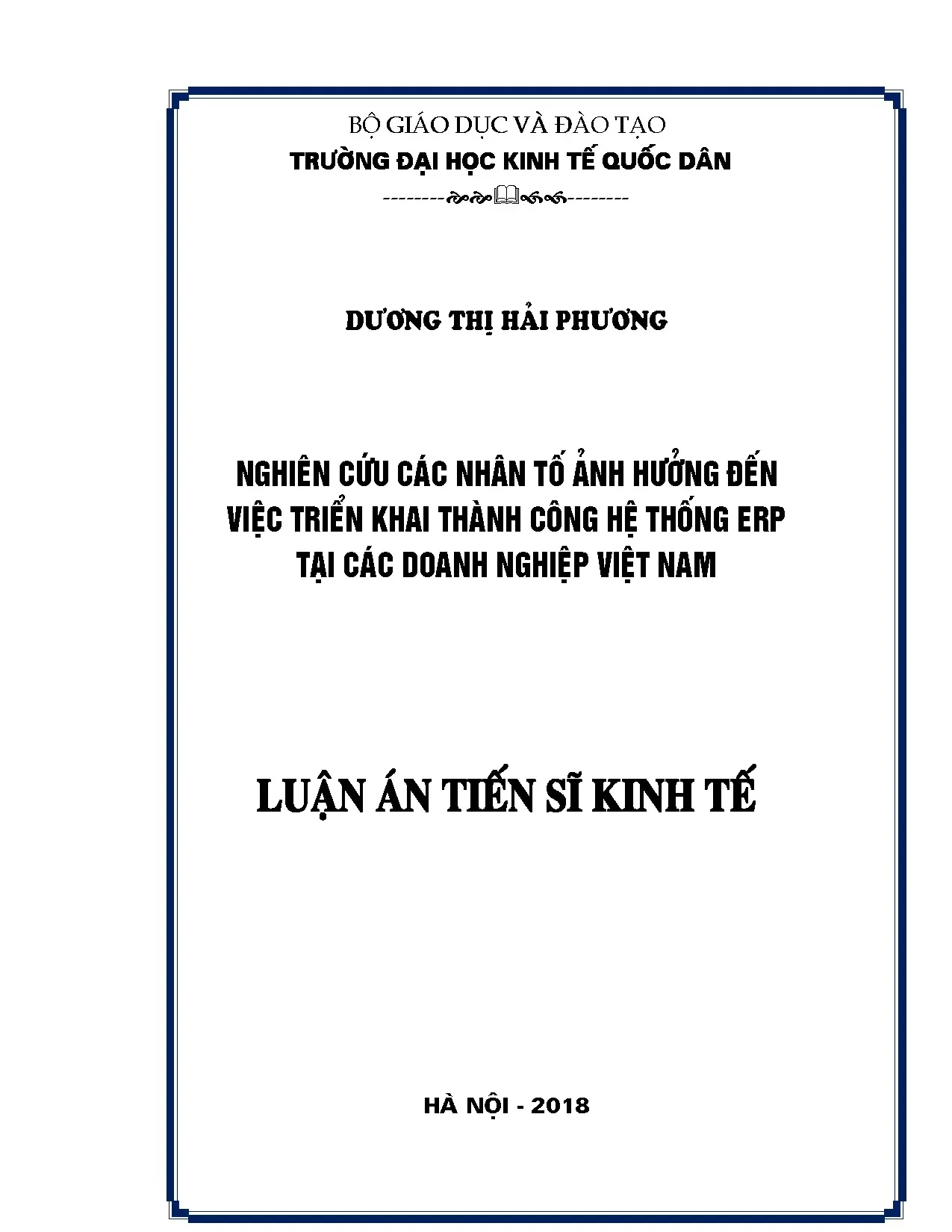 Luận án tiến sĩ nghiên cứu các nhân tố ảnh hưởng đến việc tr