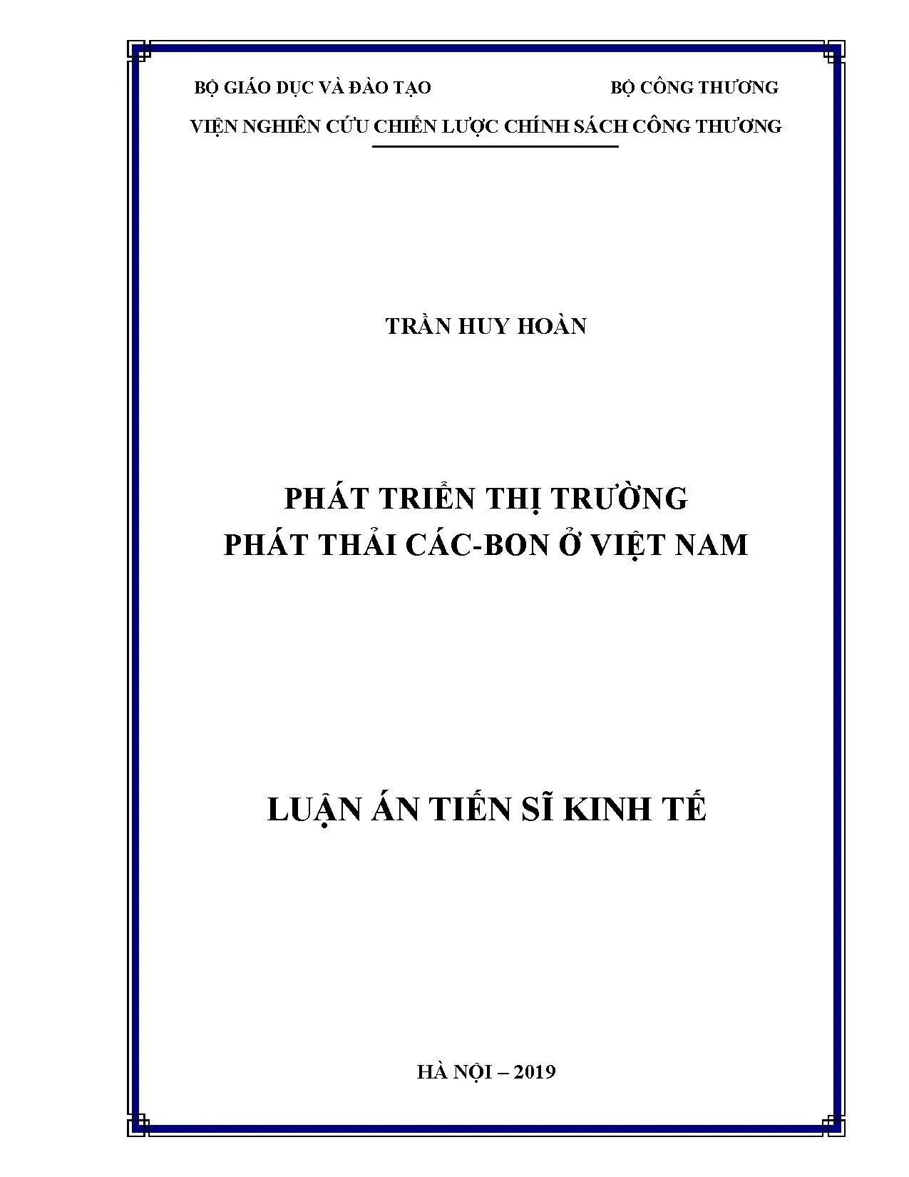 Luận án tiến sĩ phát triển thị trường phát thải các bon ở vi
