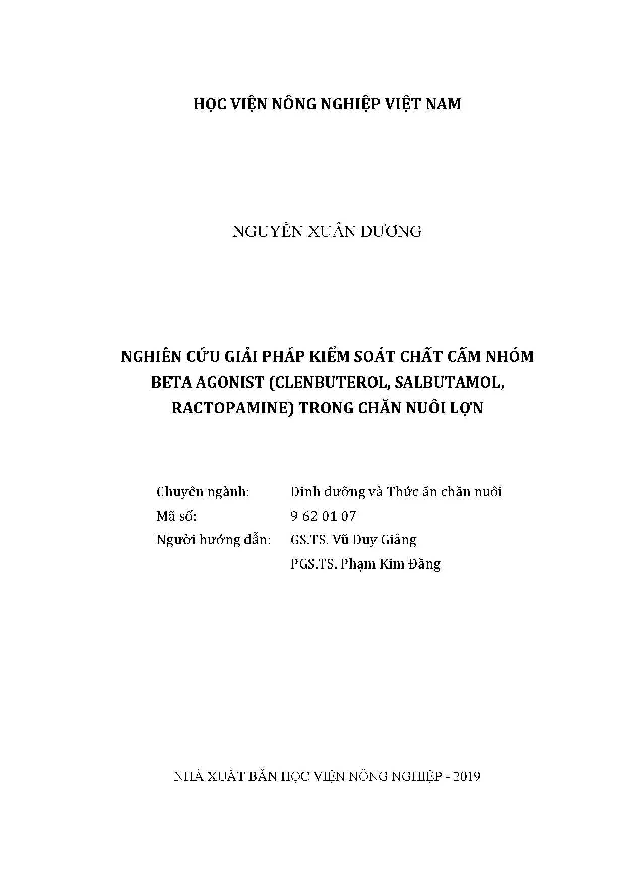 Nghiên cứu giải pháp kiểm soát chất cấm nhóm beta agonist cl