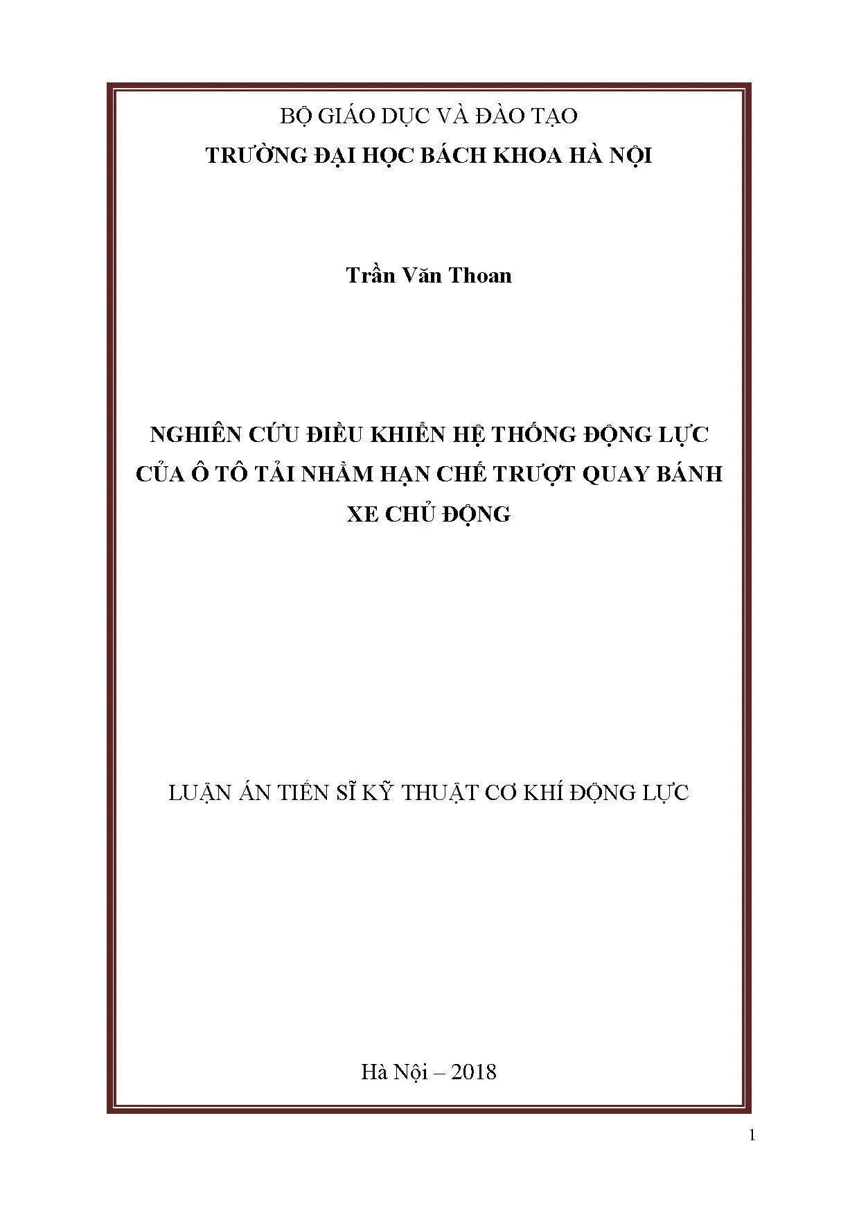 Nghiên cứu điều khiển hệ thống động lực của ô tô tải nhằm hạ