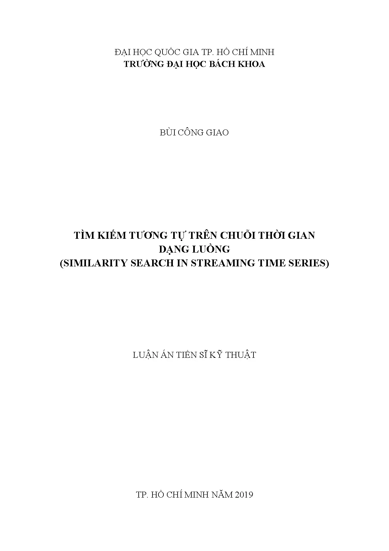 Tìm kiếm tương tự trên chuỗi thời gian dạng luồng