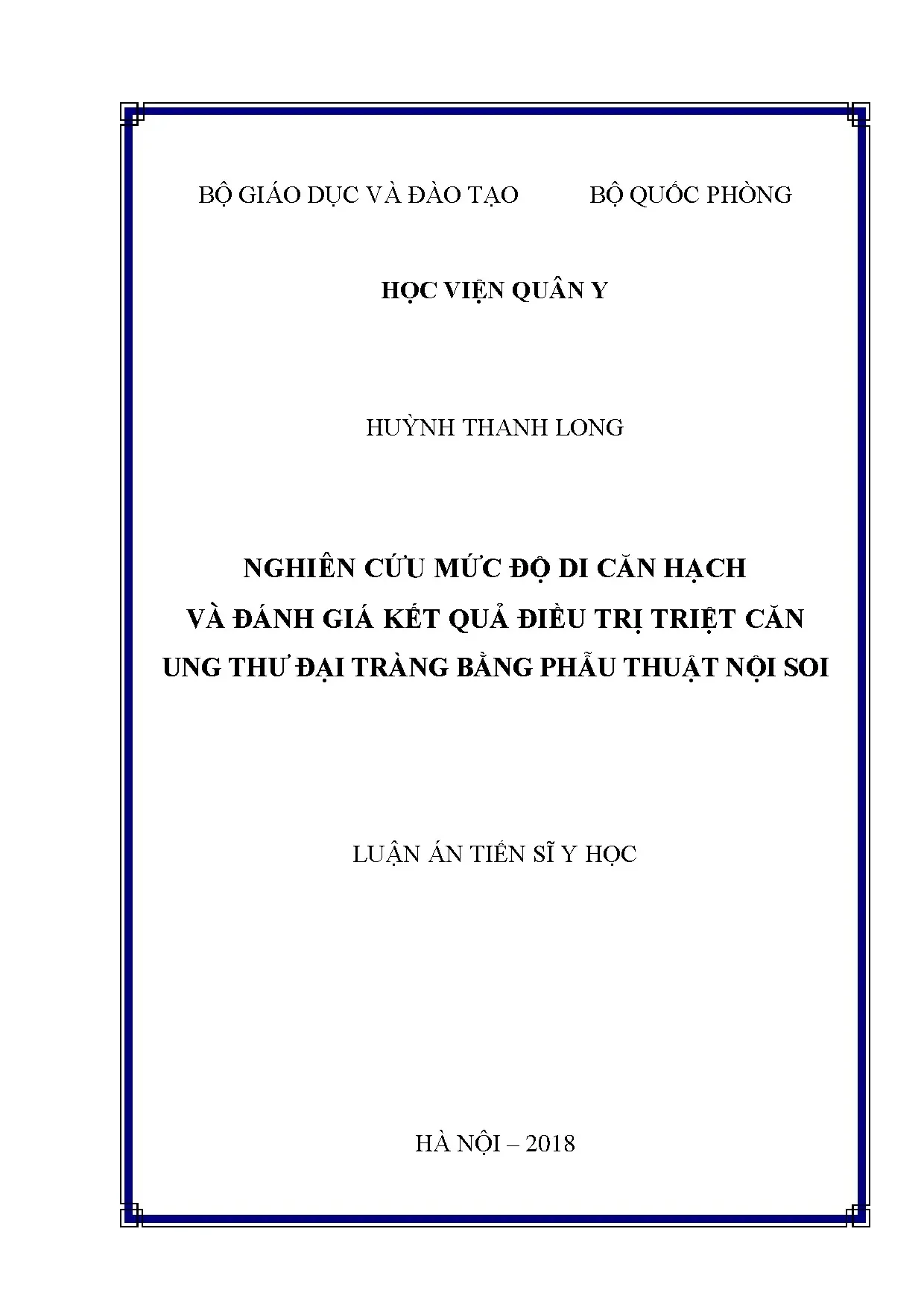 Luận án tiến sĩ y học nghiên cứu mức độ di căn hạch và đánh