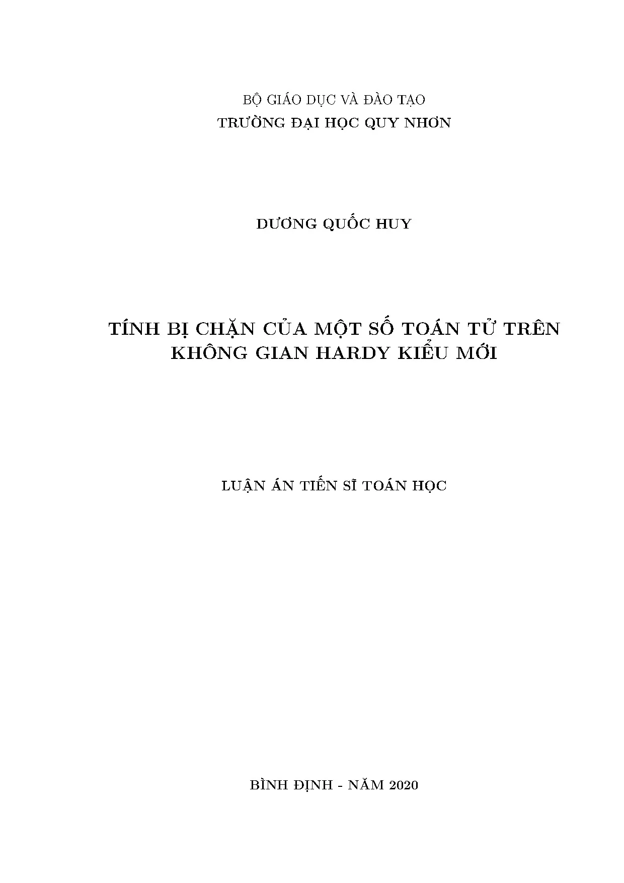 Luận án tiến sĩ toán học tính bị chặn của một số toán tử trê